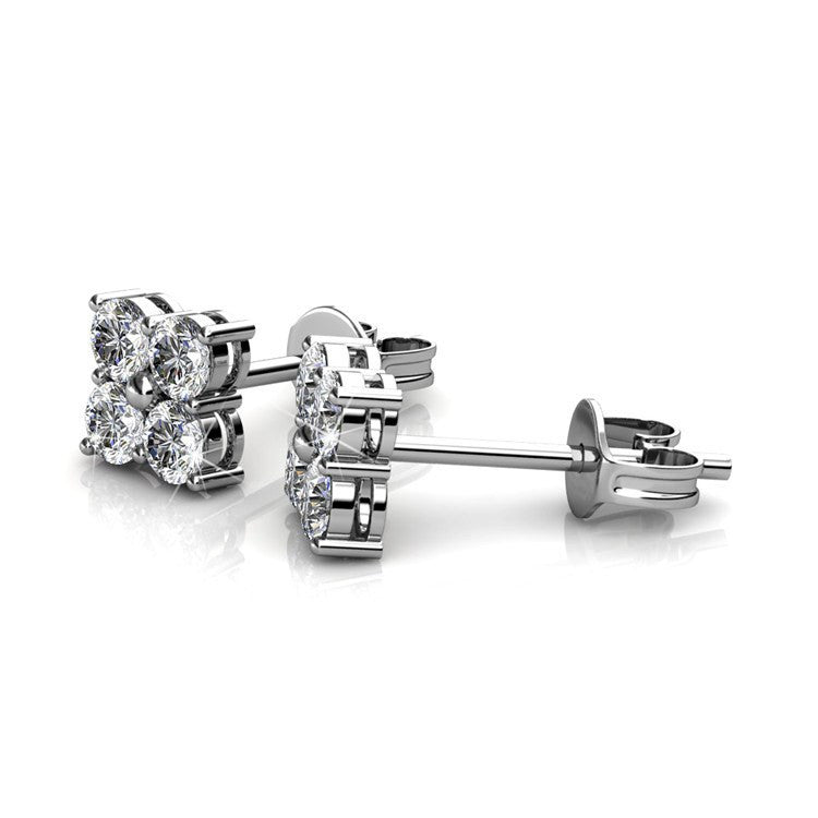 Earrings,Jewelry,Swarovski - Rae “Brilliance” 18k White Gold Swarovski Studs