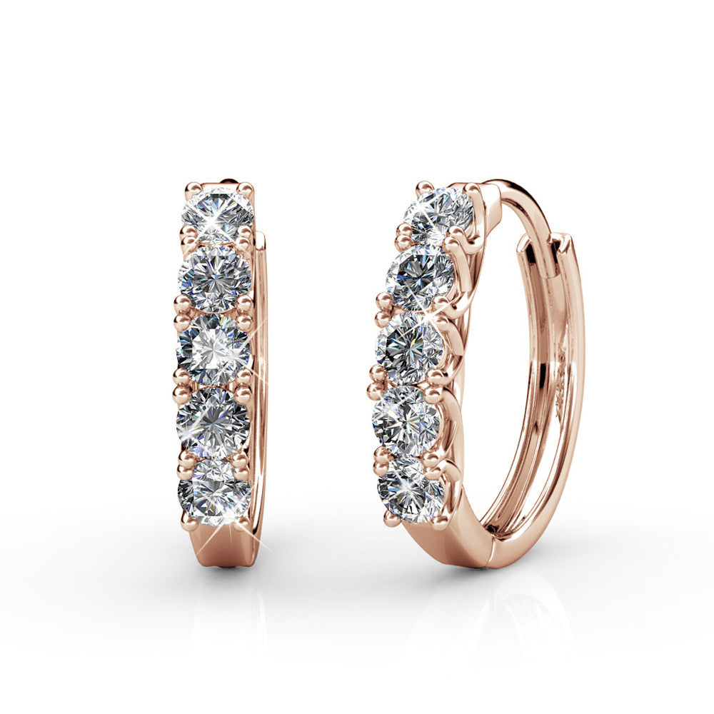 Bethany 18k White Gold Plated 15mm Hoop Crystal Earrings with Swarovski Crystals