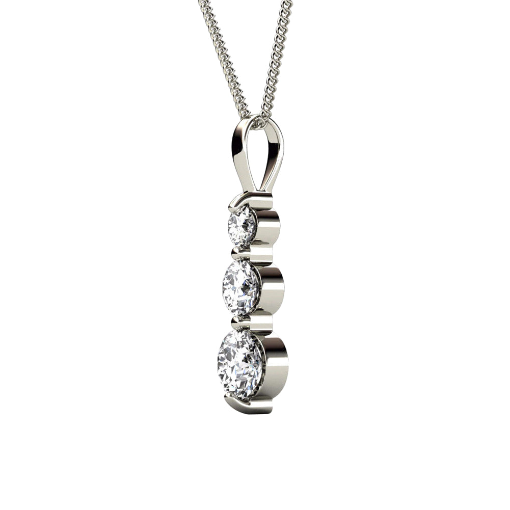 Willow 18K White Gold Plated 3 Stone Drop Pendant Necklace with Swarovski Crystals
