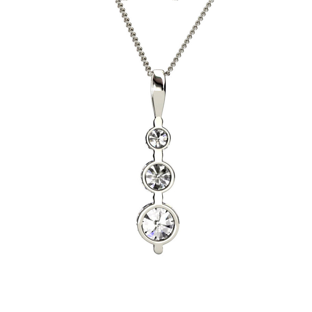 Willow 18K White Gold Plated 3 Stone Drop Pendant Necklace with Swarovski Crystals