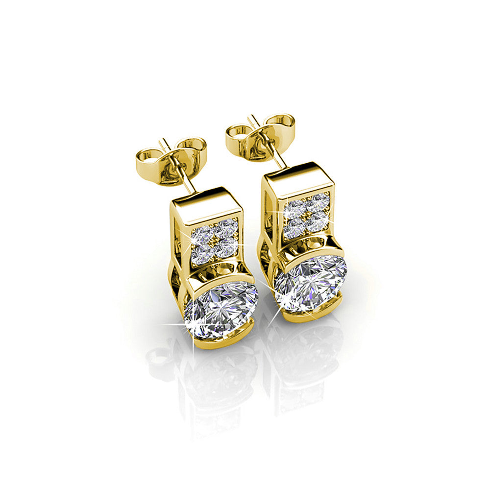 Laya 18k White Gold Plated Stud Earrings with Swarovski Crystals — Final Sale
