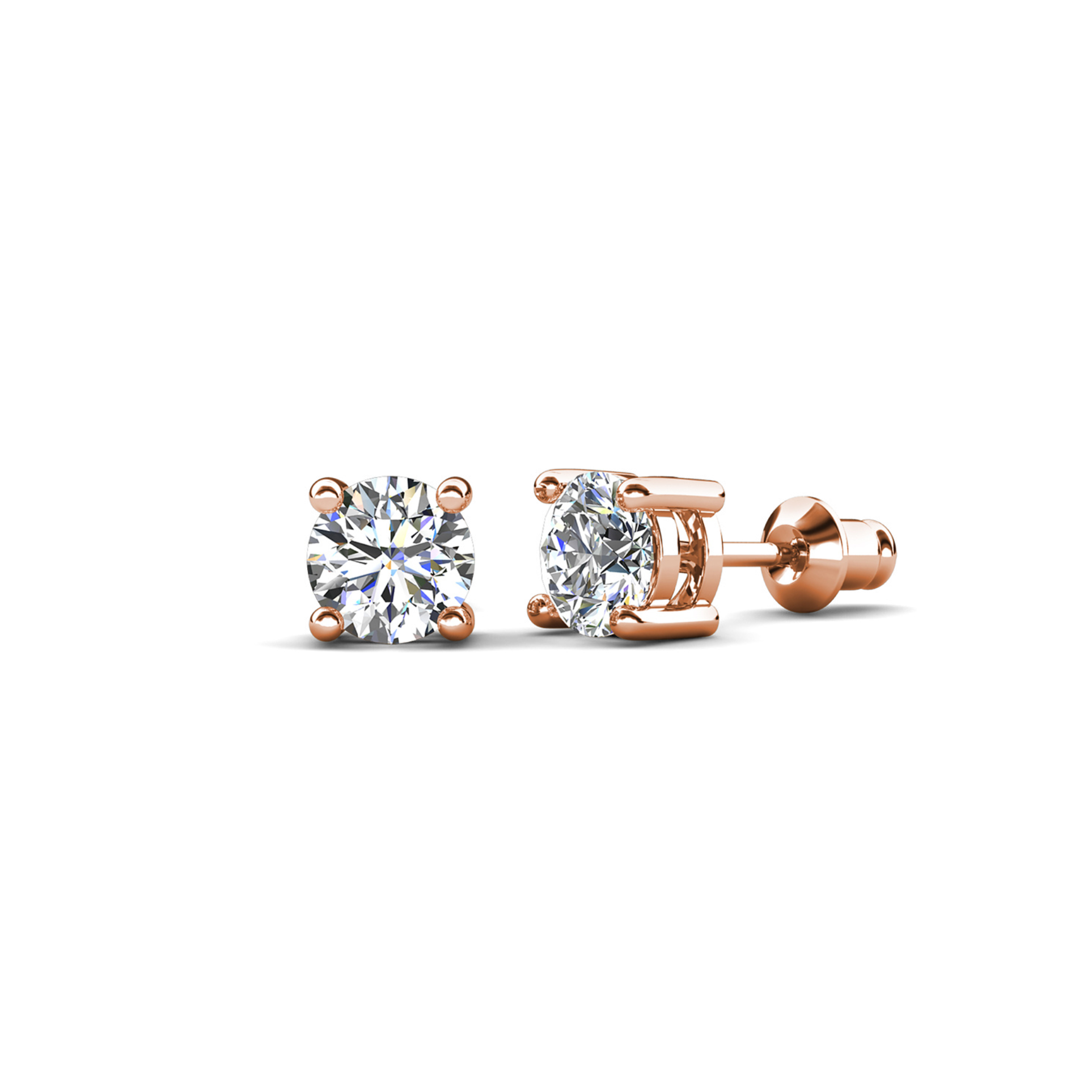 Mia 18k White Gold Plated Sterling Silver Stud Earrings with Simulated Diamond Crystals