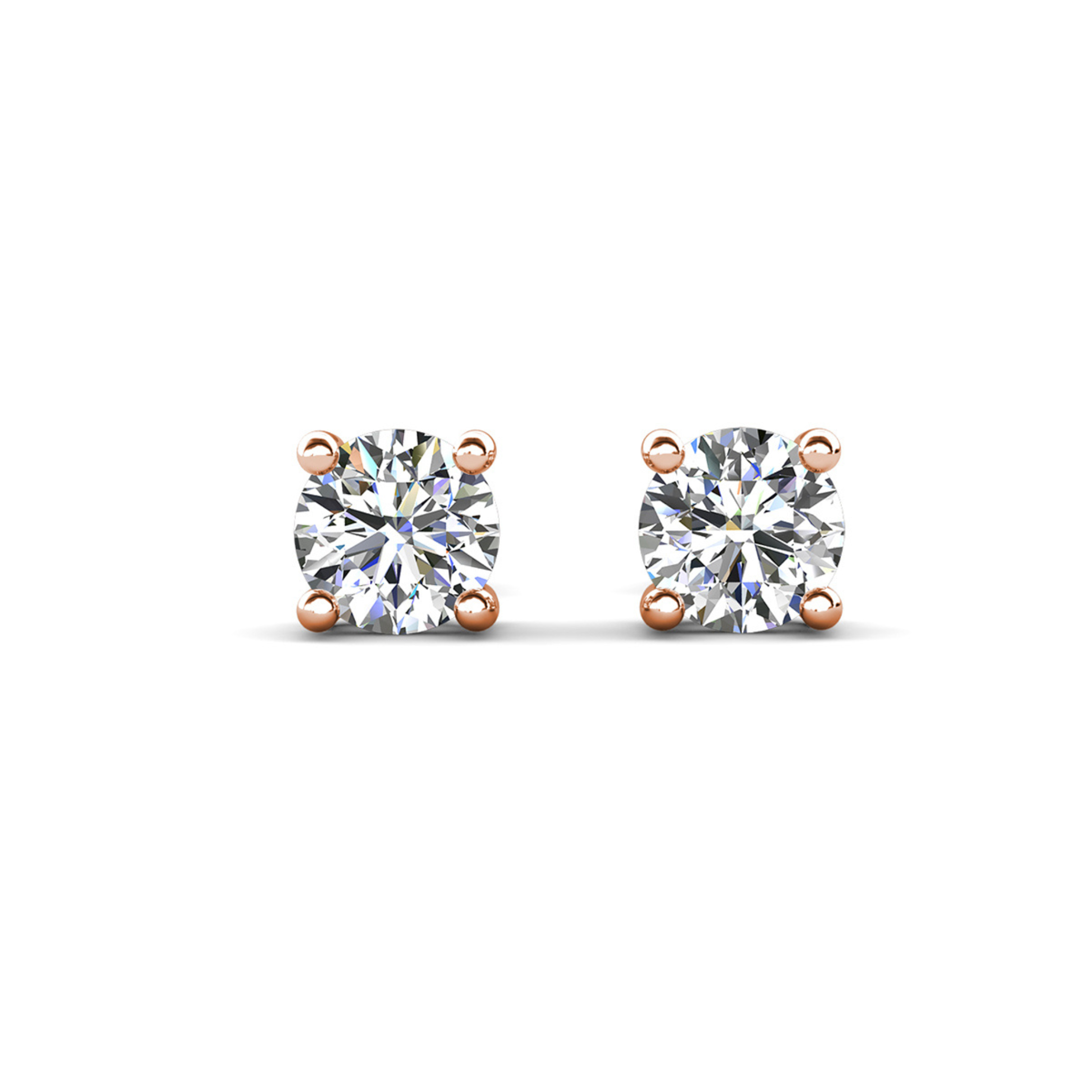 Mia 18k White Gold Plated Sterling Silver Stud Earrings with Simulated Diamond Crystals