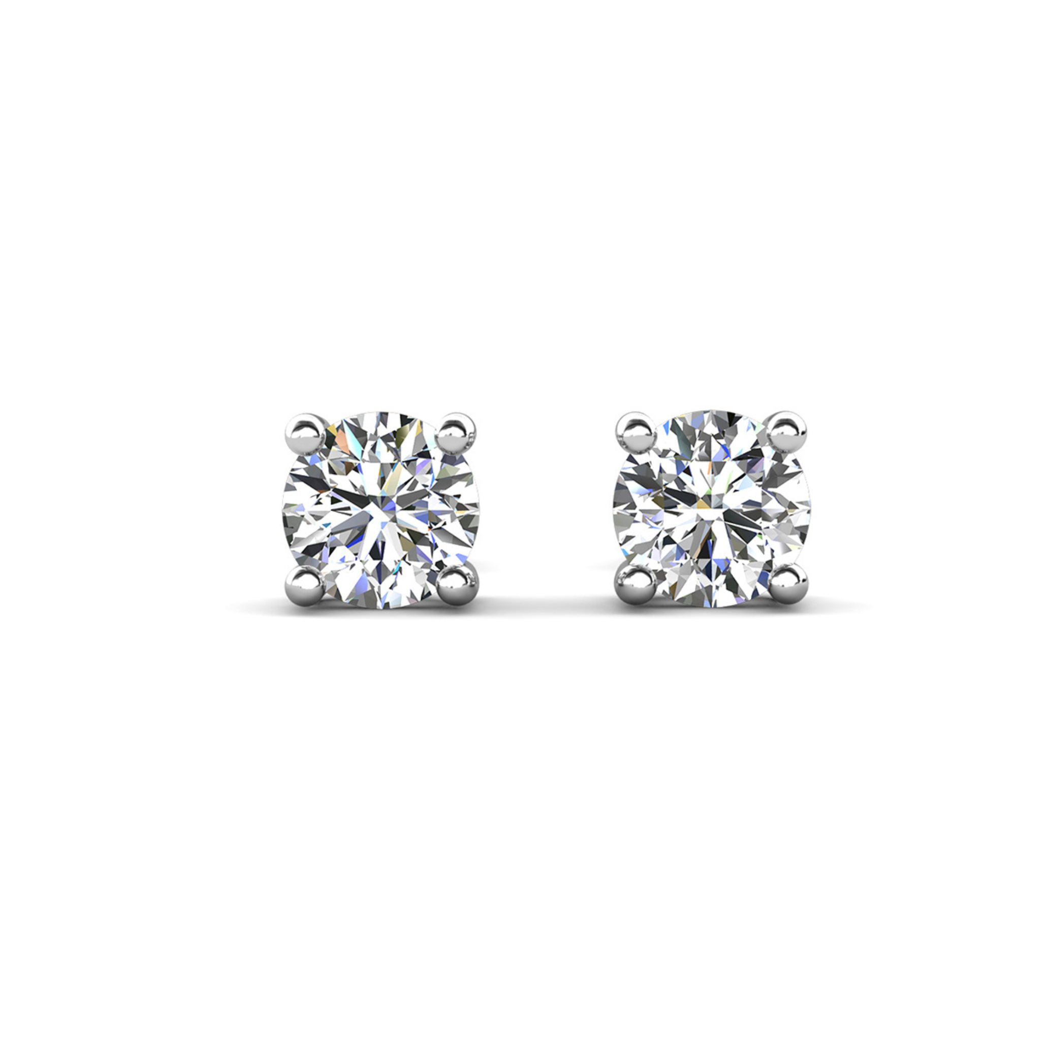 Mia 18k White Gold Plated Sterling Silver Stud Earrings with Simulated Diamond Crystals