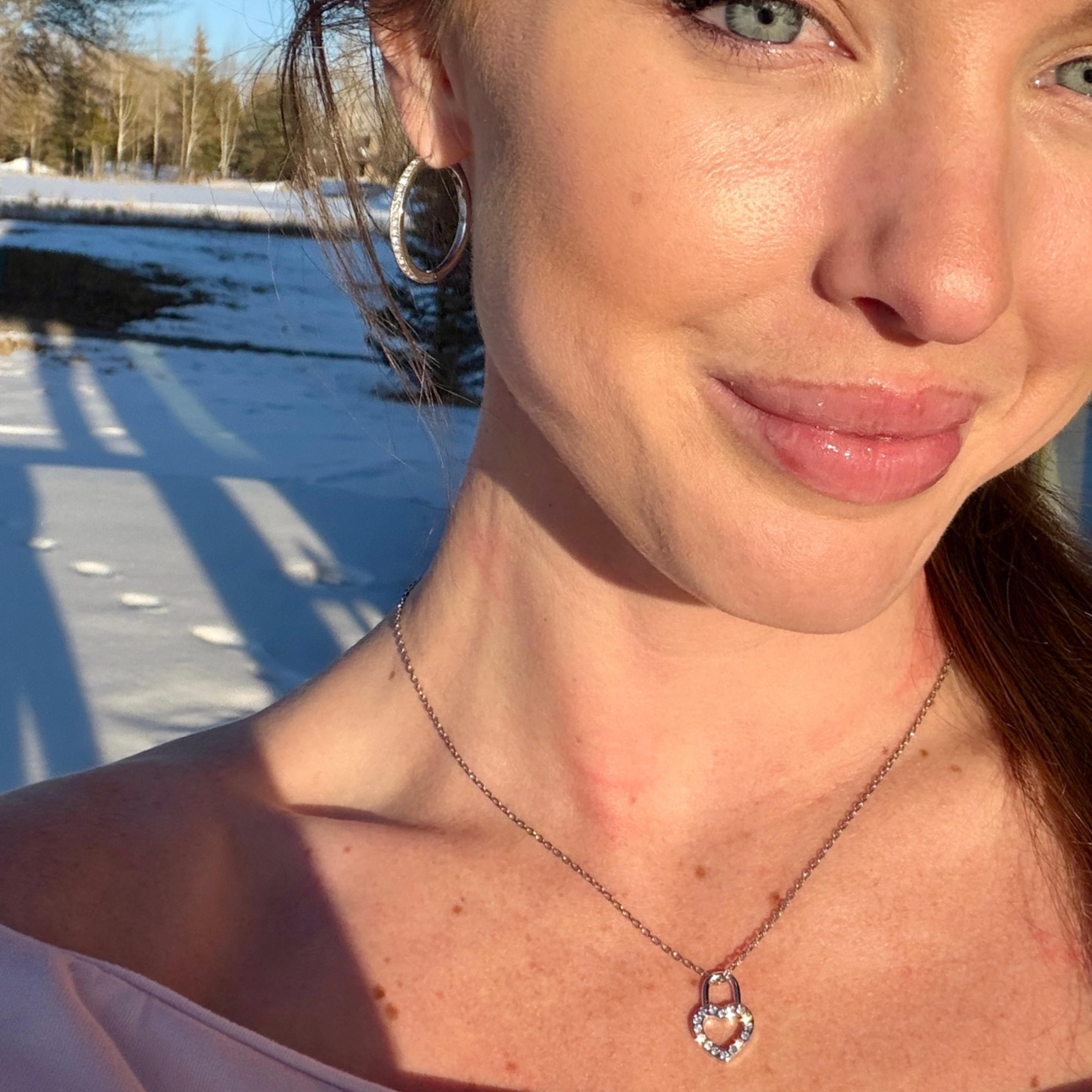 Janelle 18k White Gold Plated Heart Padlock Pendant Necklace with Swarovski Crystals - FAB FAV