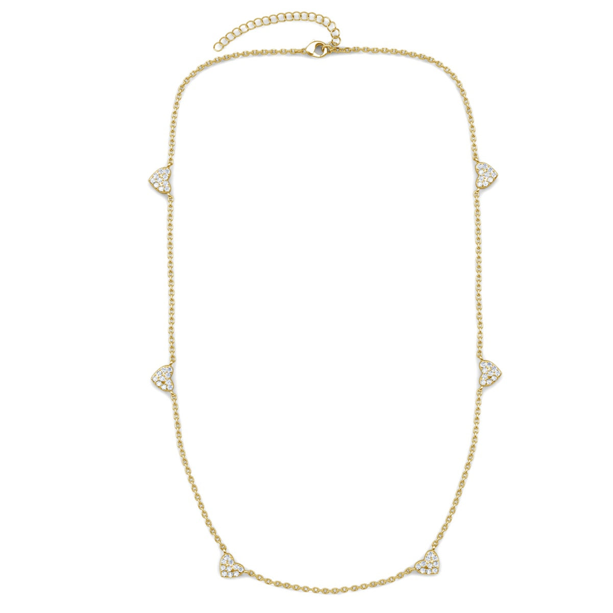 Irene 18k White Gold Plated Heart Station Necklace with Swarovski Crystals