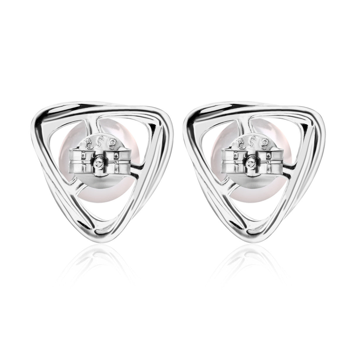 Winnie 18k White Gold Plated Pearl Stud Earrings