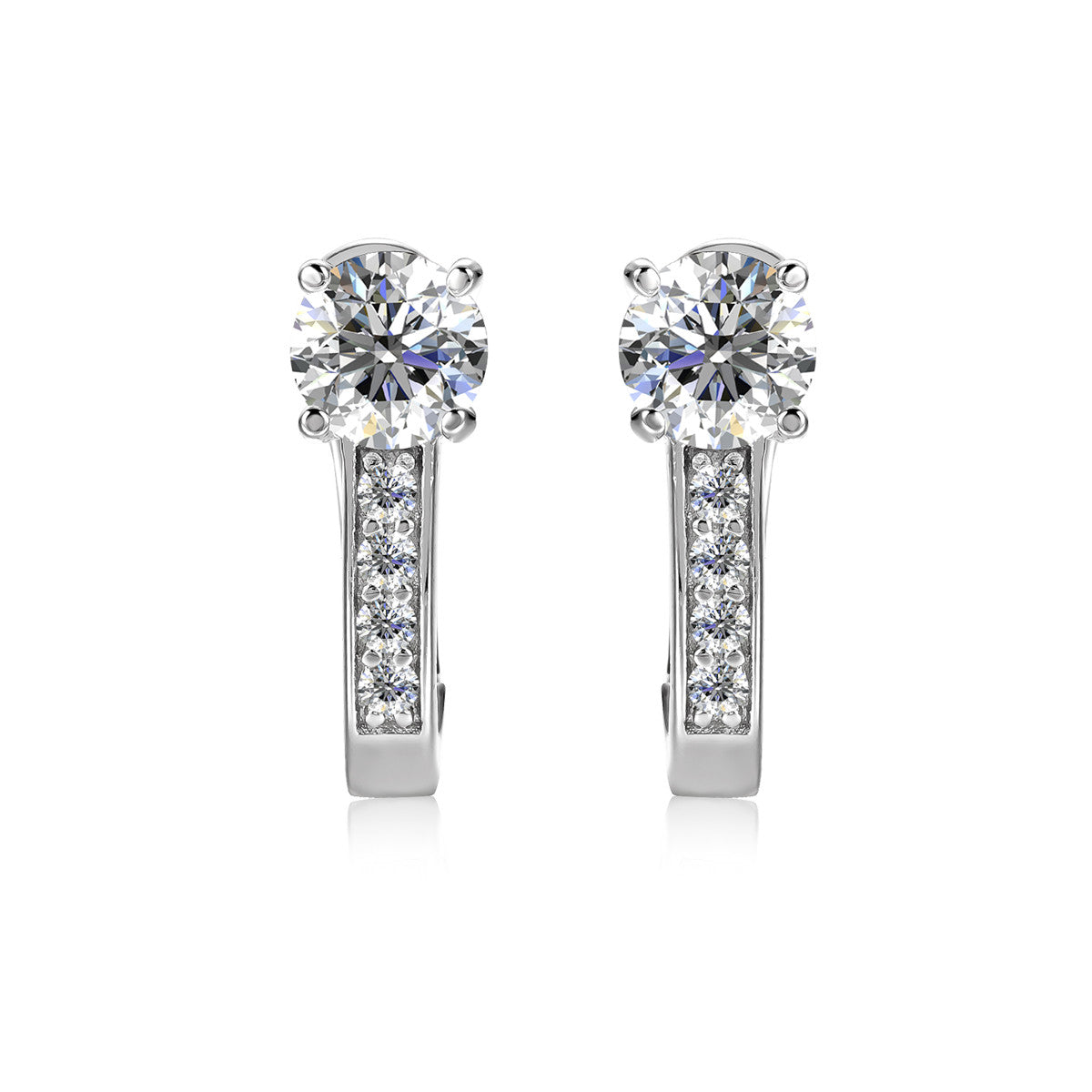 Moissanite by Cate & Chloe Genesis Sterling Silver Hoop Earrings with Moissanite Crystals