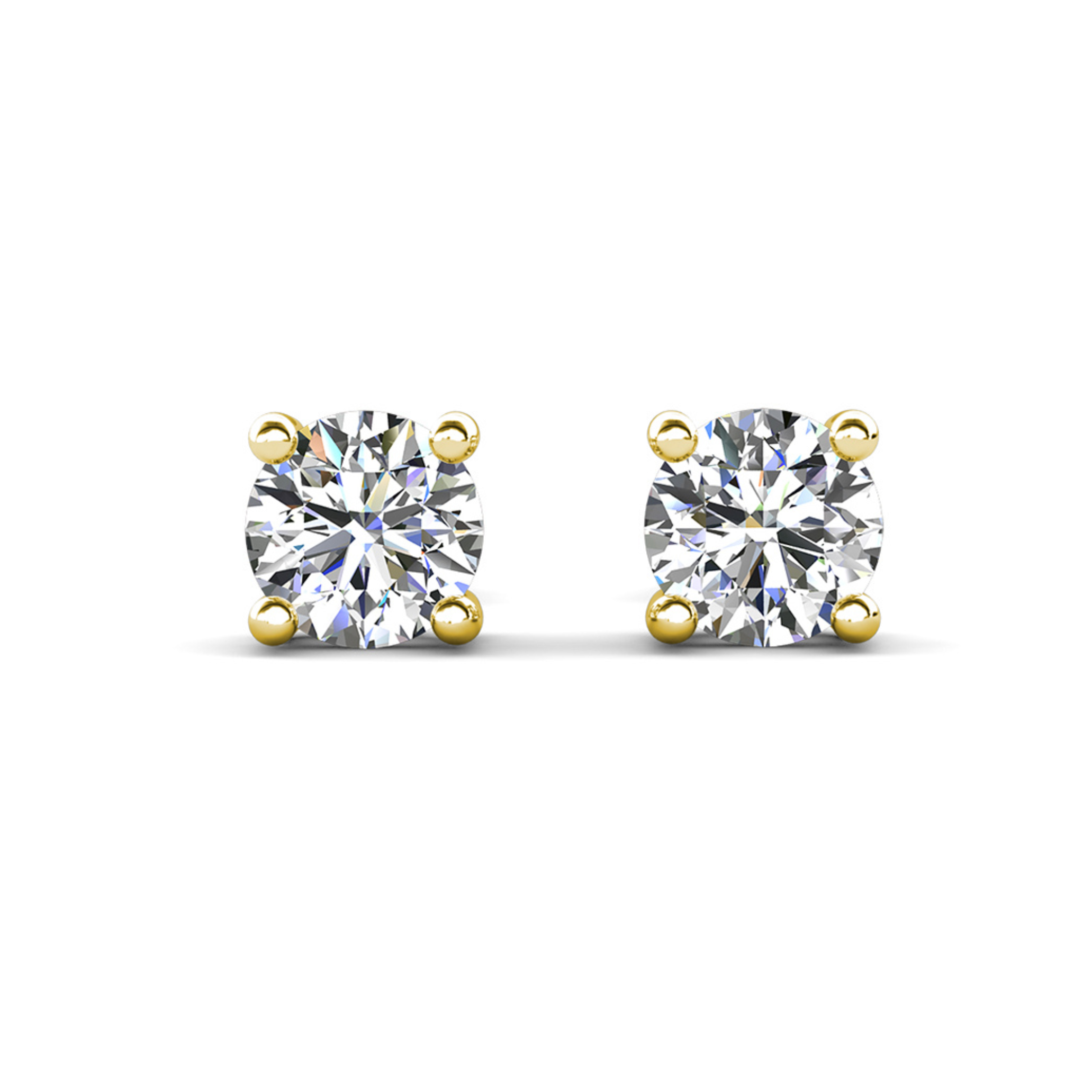 Mia 18k White Gold Plated Sterling Silver Stud Earrings with Simulated Diamond Crystals