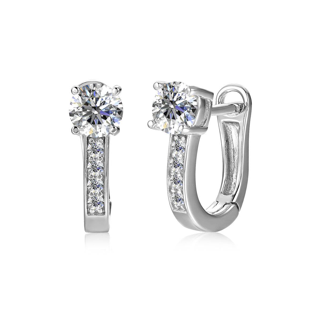 Moissanite by Cate & Chloe Genesis Sterling Silver Hoop Earrings with Moissanite and 5A Cubic Zirconia Crystals