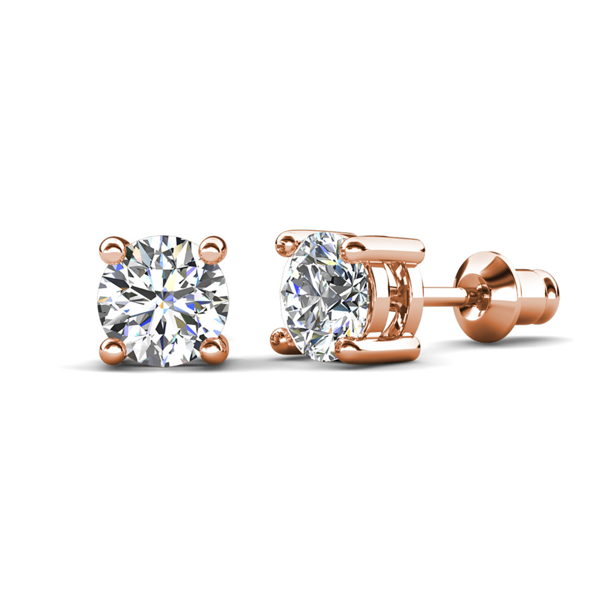 Mia 18k White Gold Plated Sterling Silver Stud Earrings with Simulated Diamond Crystals