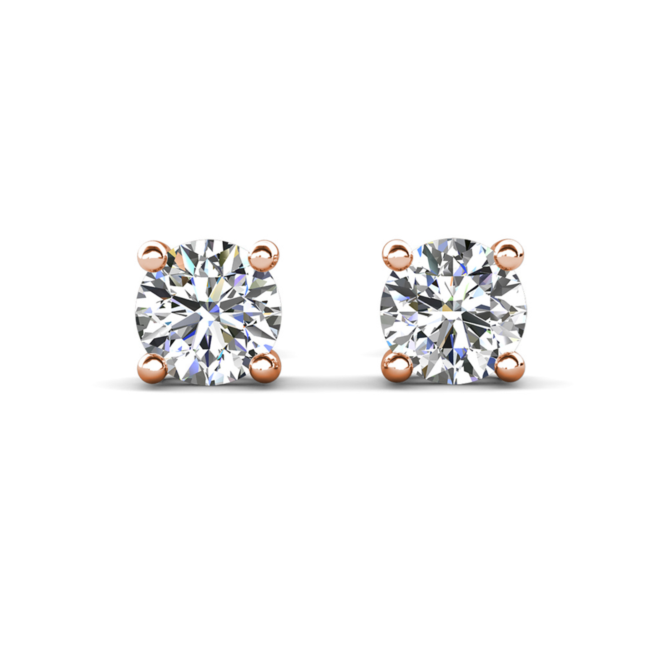 Mia 18k White Gold Plated Sterling Silver Stud Earrings with Simulated Diamond Crystals