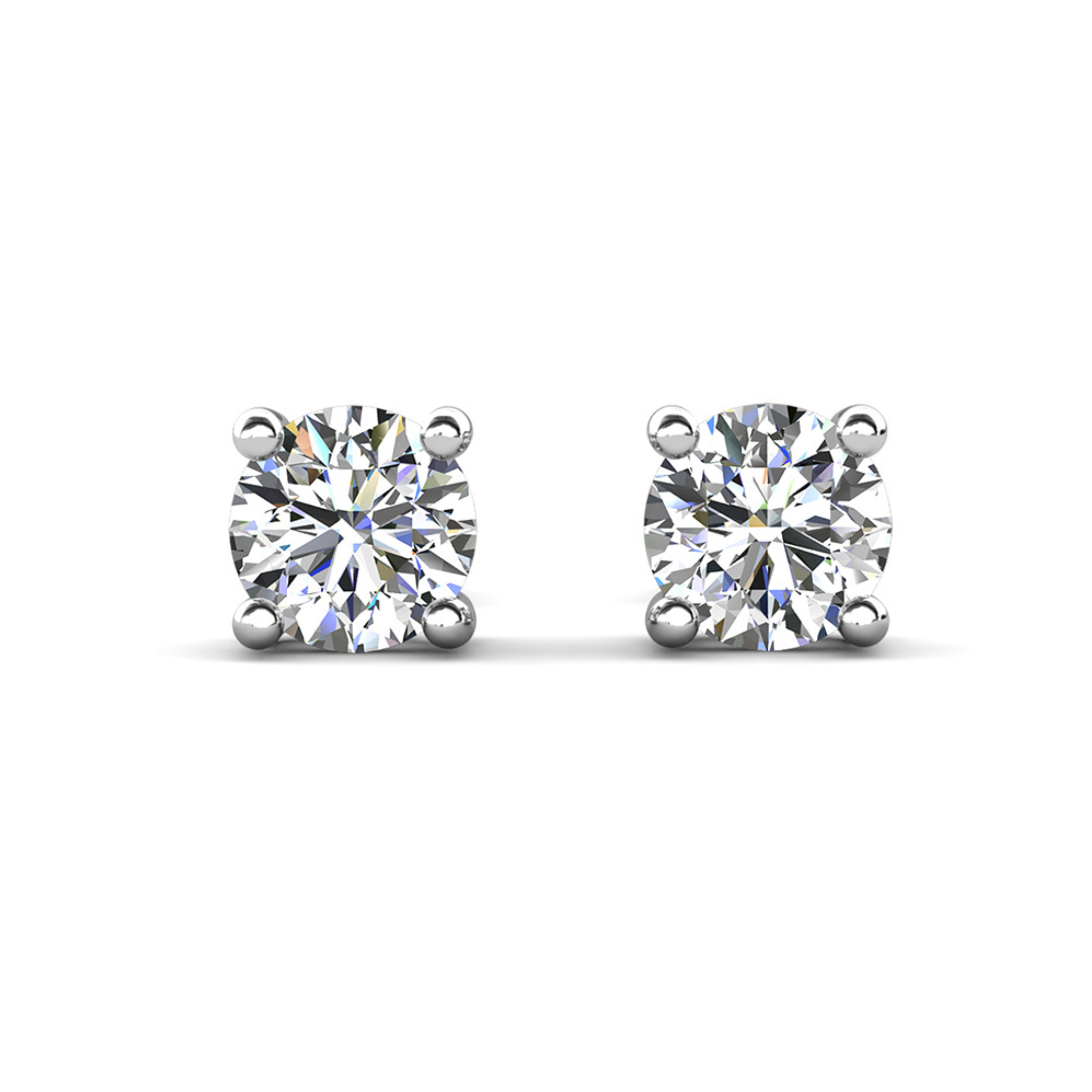 Mia 18k White Gold Plated Sterling Silver Stud Earrings with Simulated Diamond Crystals