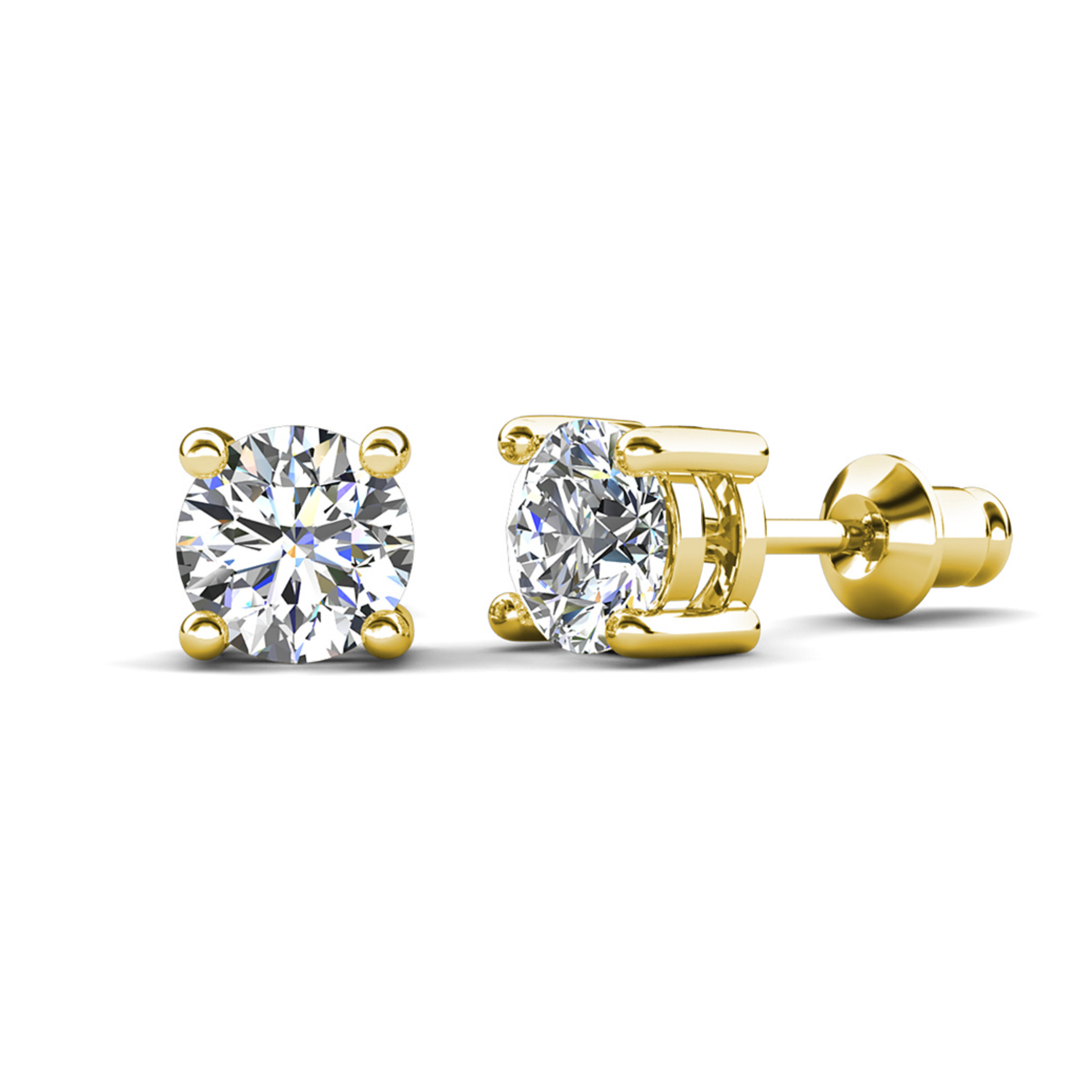 Mia 18k White Gold Plated Sterling Silver Stud Earrings with Simulated Diamond Crystals