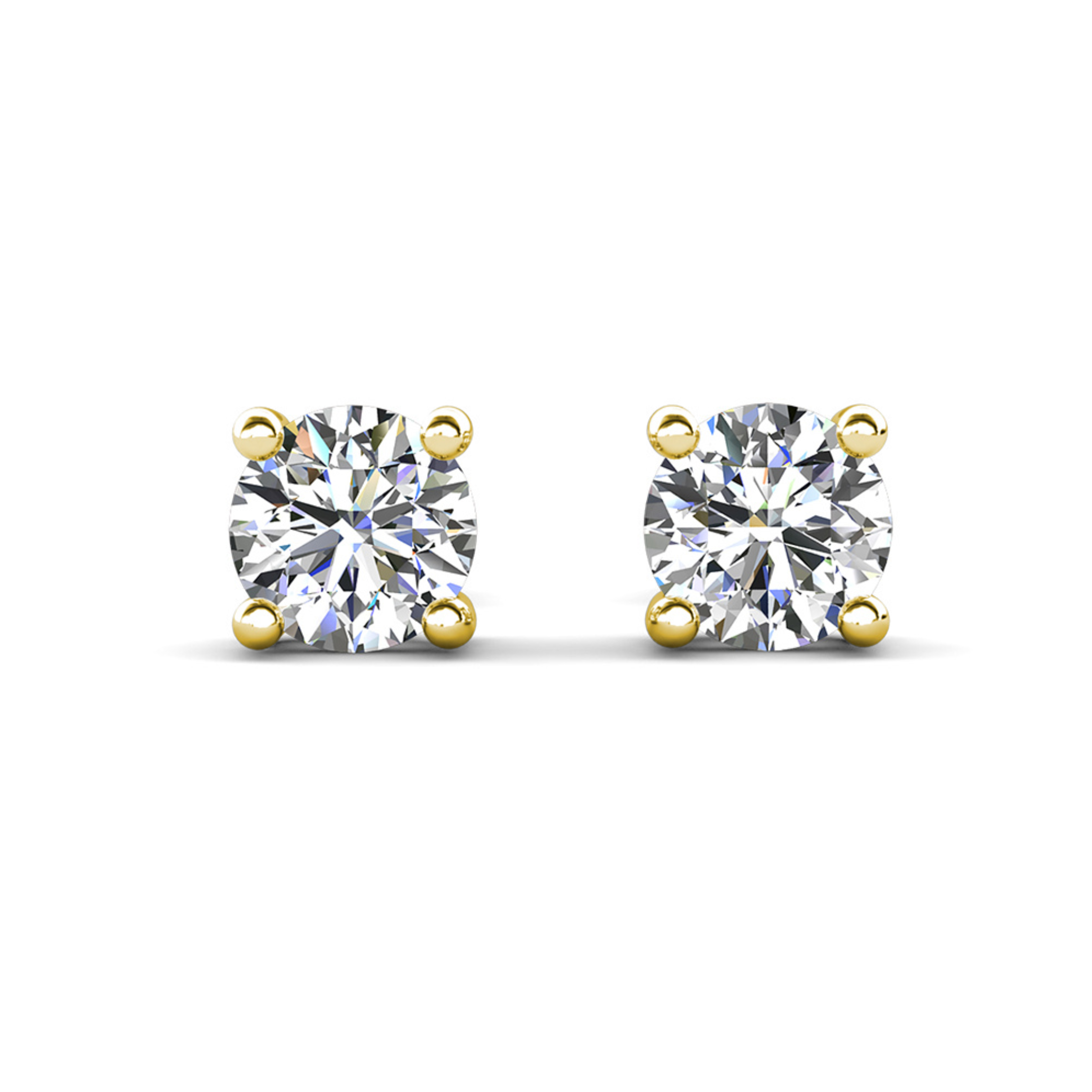 Mia 18k White Gold Plated Sterling Silver Stud Earrings with Simulated Diamond Crystals