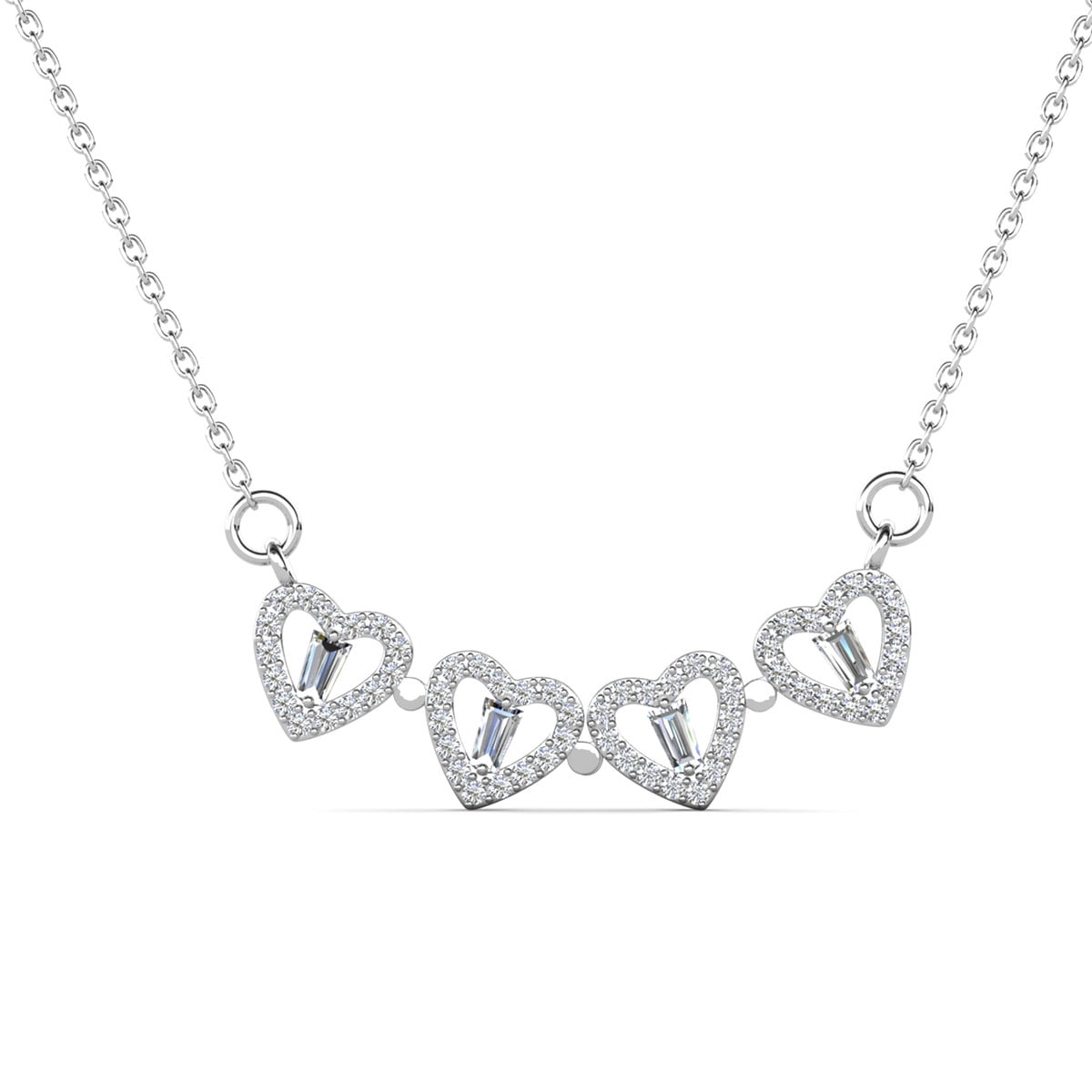 Posie 18k White Gold Plated Heart Necklace with Swarovski Crystals & Heartfelt Message for Daughter