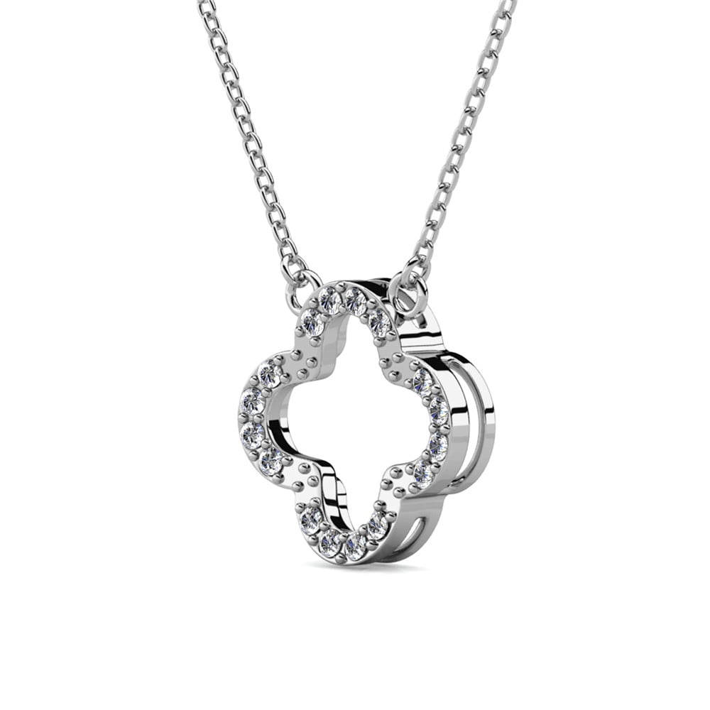 Cassandra 18k White Gold Plated Necklace with Swarovski Crystals