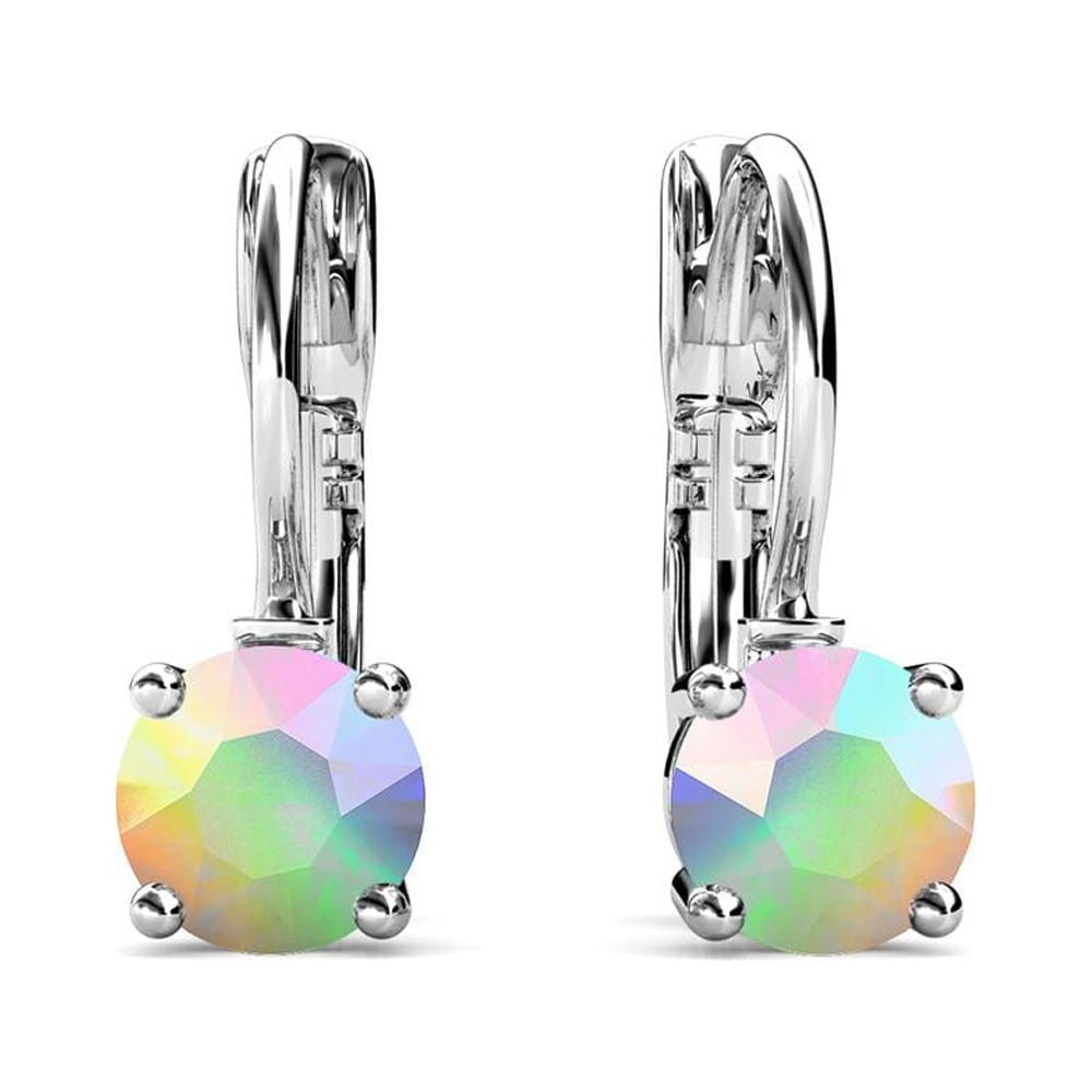 Lyric 18k White Gold Plated Drop Earrings with Swarovski Crystals