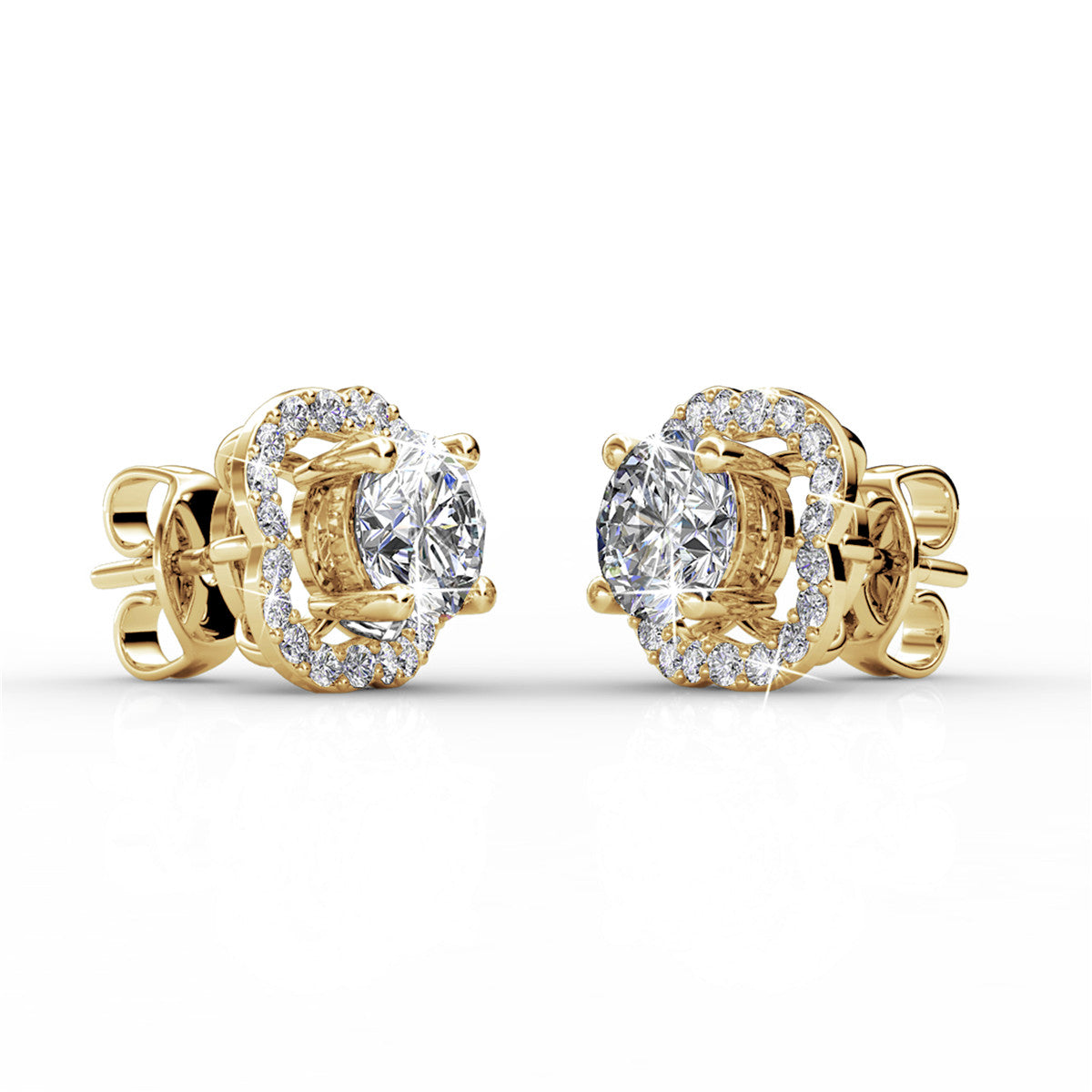 Haddie 18k White Gold Plated 2-in-1 Halo Stud Earrings with Swarovski Crystals
