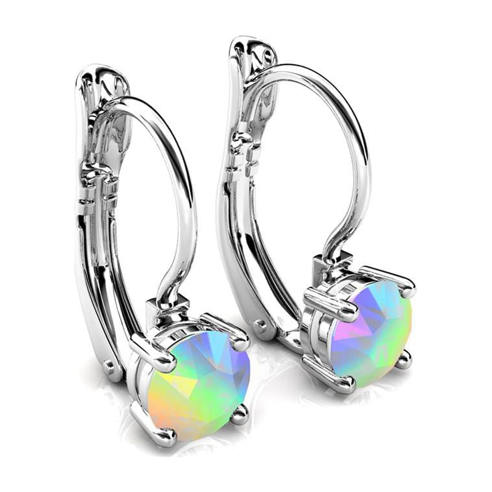 Lyric 18k White Gold Plated Drop Earrings with Swarovski Crystals