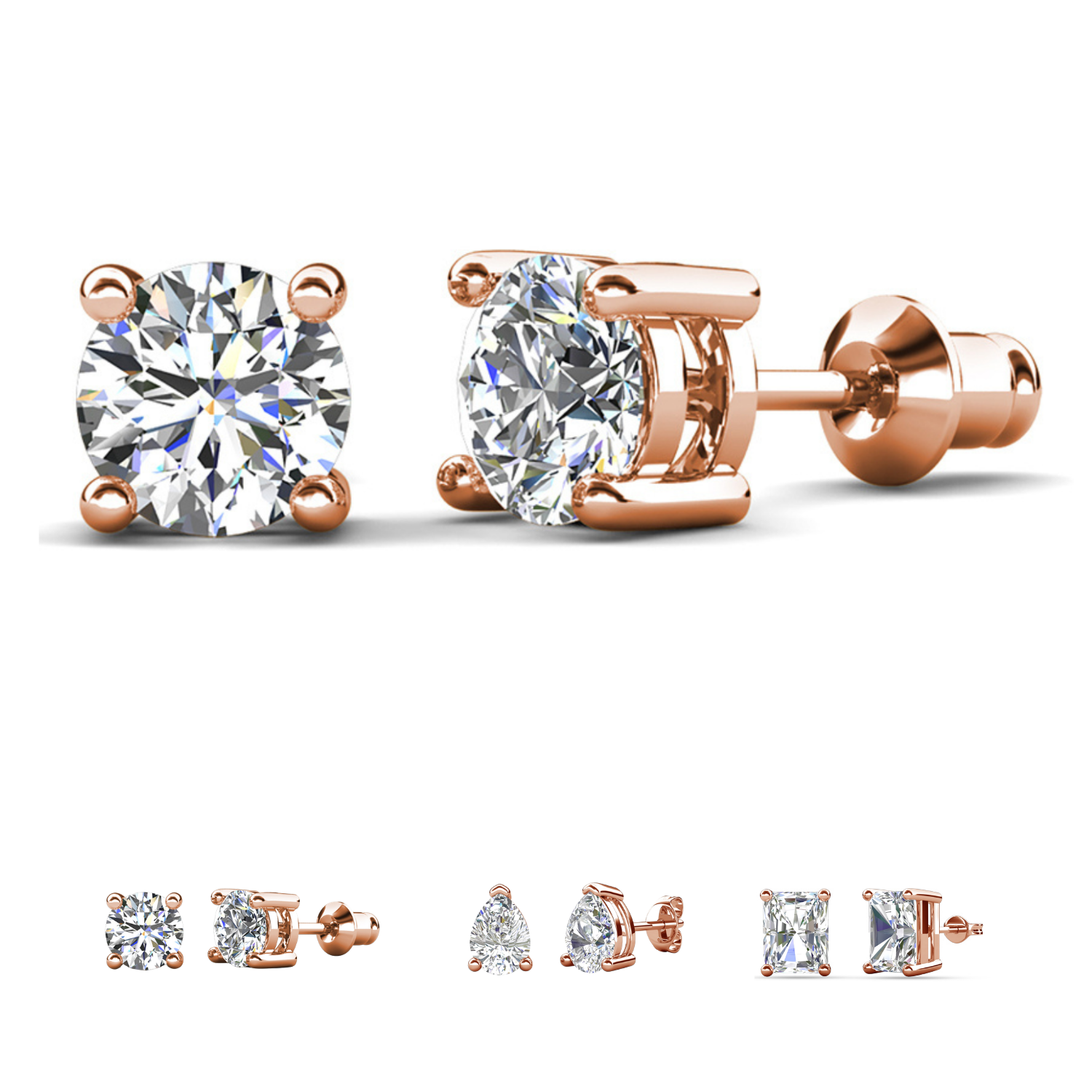 Pendientes Mia de plata de ley chapada en oro de 14 quilates con diamantes y cristales de imitación