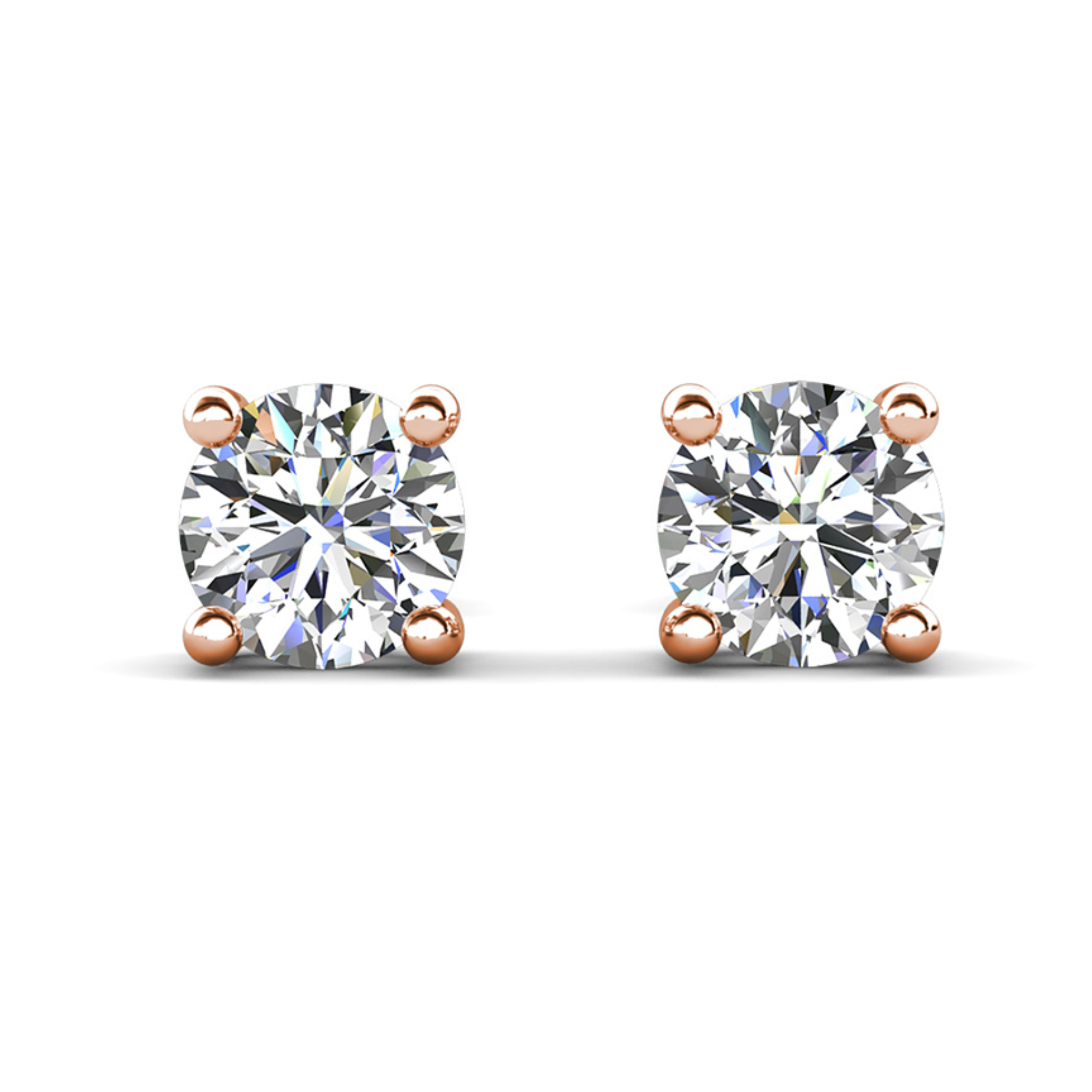 Mia 18k White Gold Plated Sterling Silver Stud Earrings with Simulated Diamond Crystals