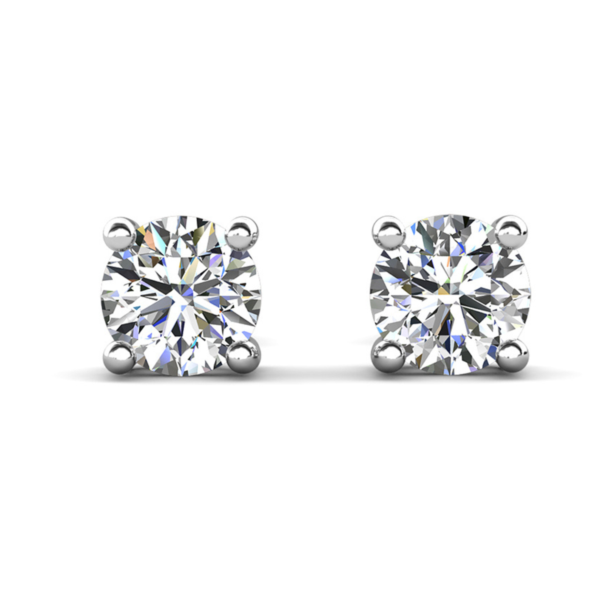Mia 18k White Gold Plated Sterling Silver Stud Earrings with Simulated Diamond Crystals
