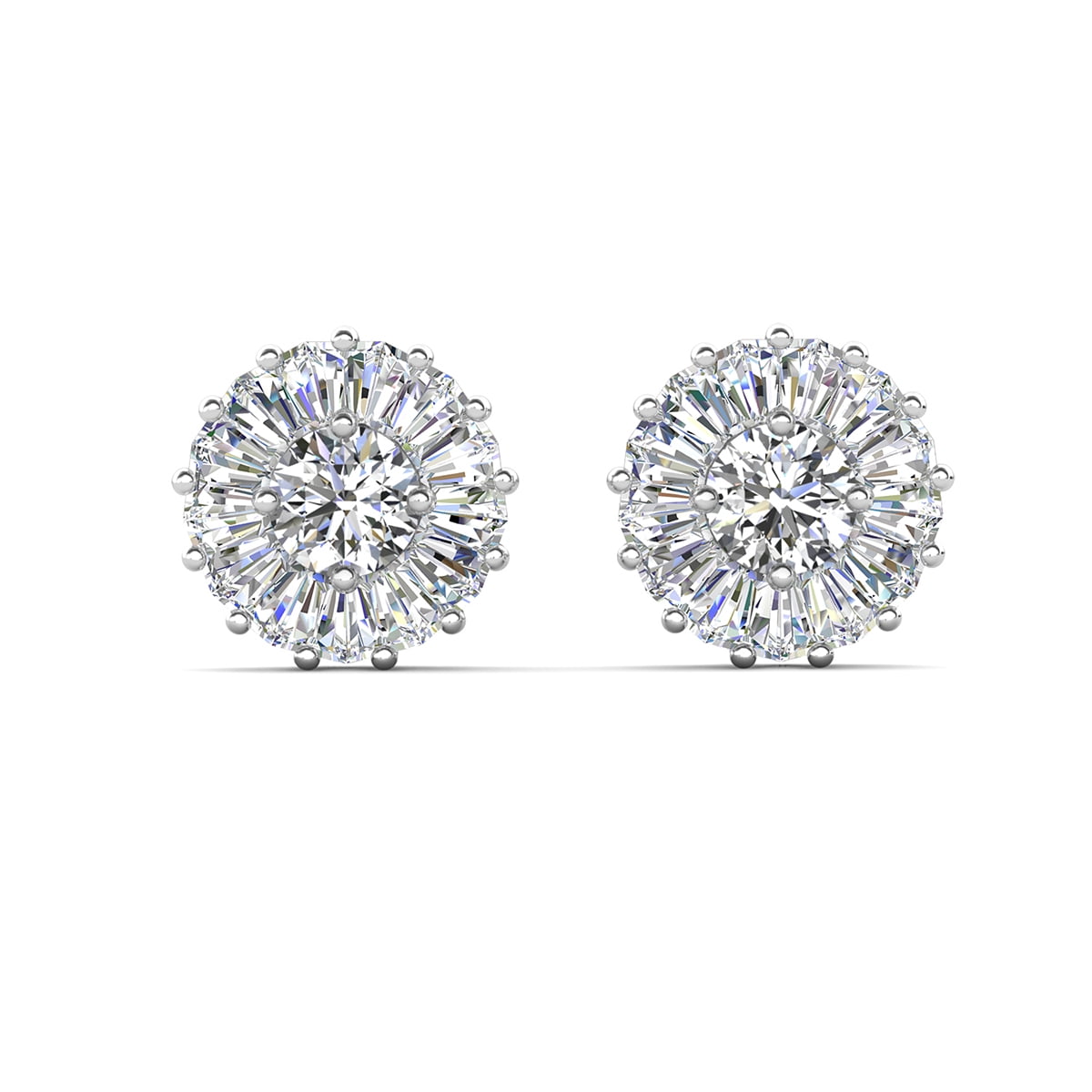 Ellee 18k 白金镀金耳钉配仿钻石晶体
