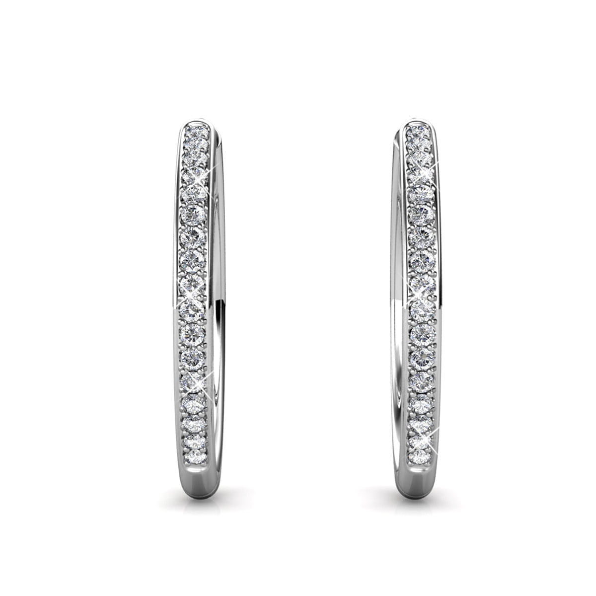 Leslie 18k White Gold Plated 38mm Hoop Earrings with Swarovski Crystals