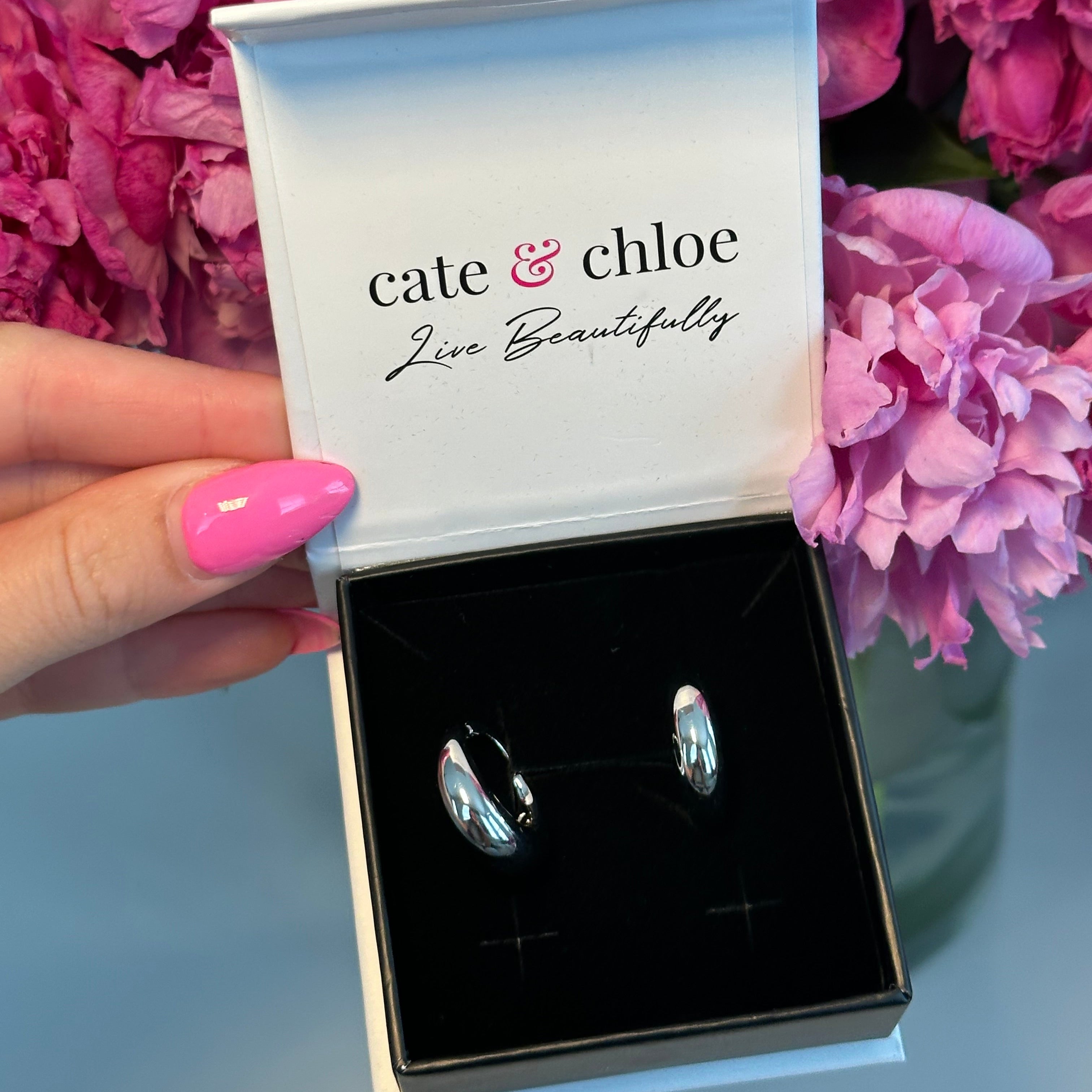 Jacqueline 18k White Gold Plated 21mm Chunky Hoop Earrings