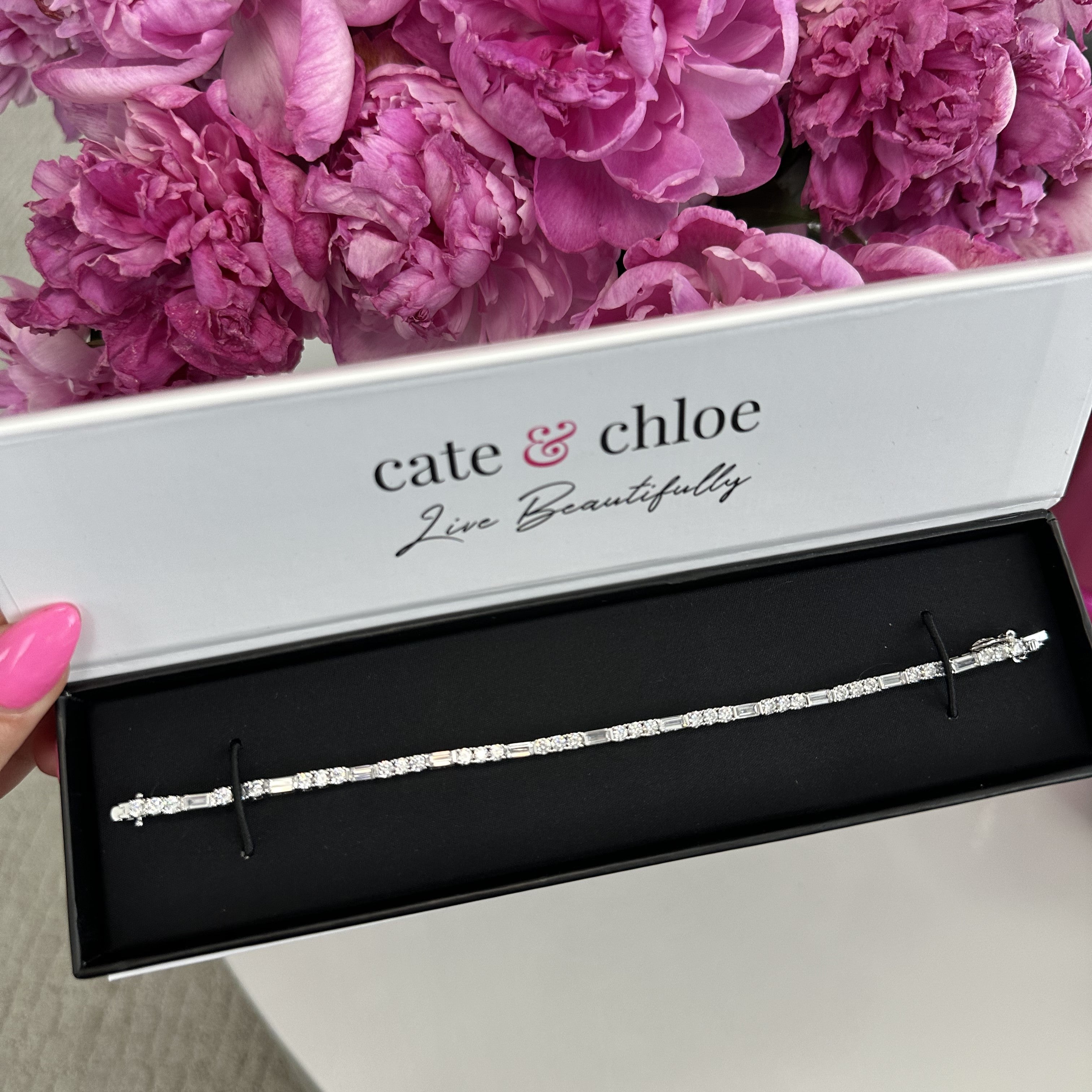 Adrianna 18k White Gold Plated Tennis Bracelet with Swarovski Crystals