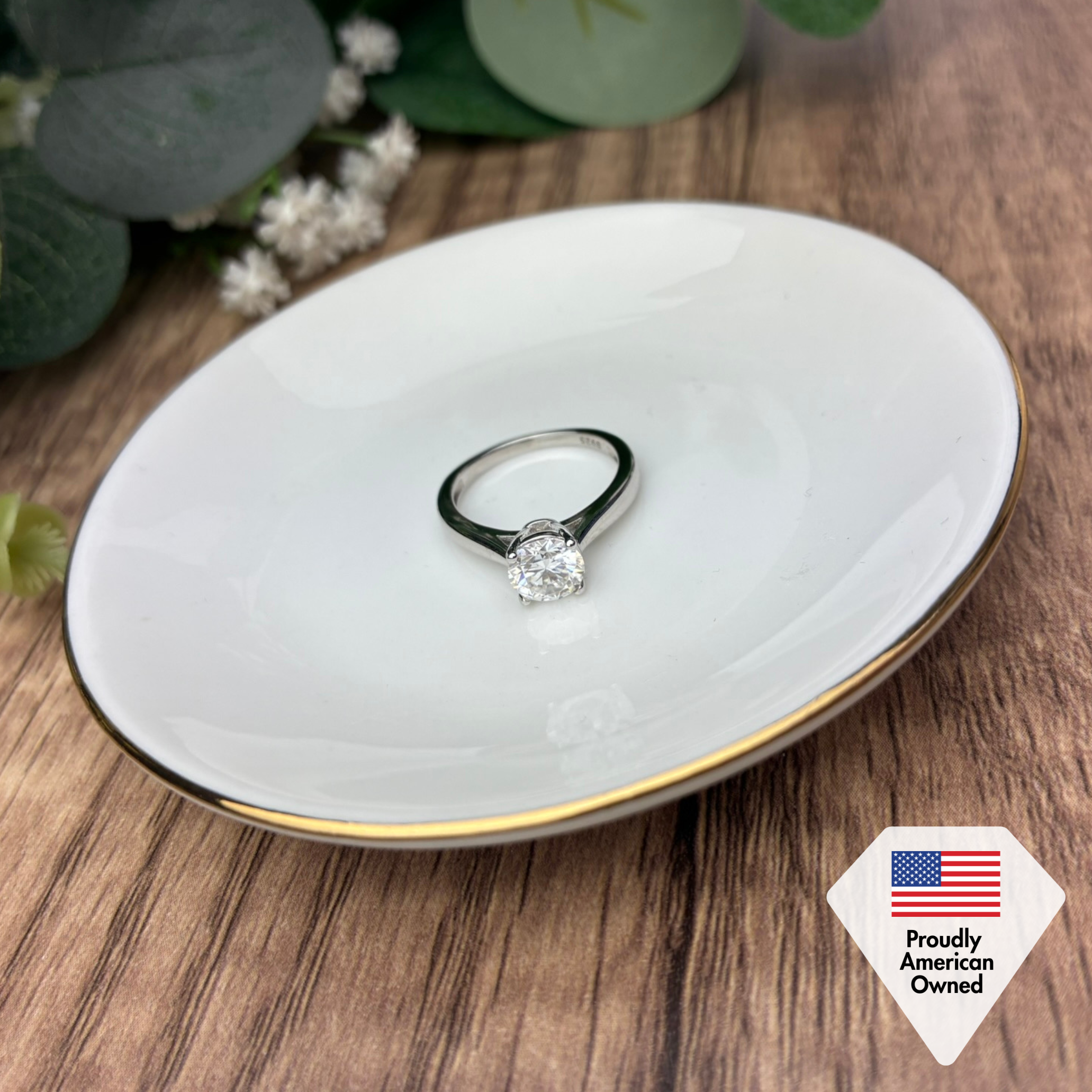 Moissanite by Cate & Chloe Abigail 1.0tcw Round Cut 925 Sterling Silver 18k White Gold Plated Engagement Ring