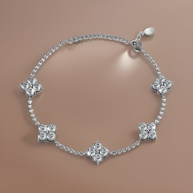 Adeline 18k White Gold Plated Charm Bracelet with Swarovski Crystals