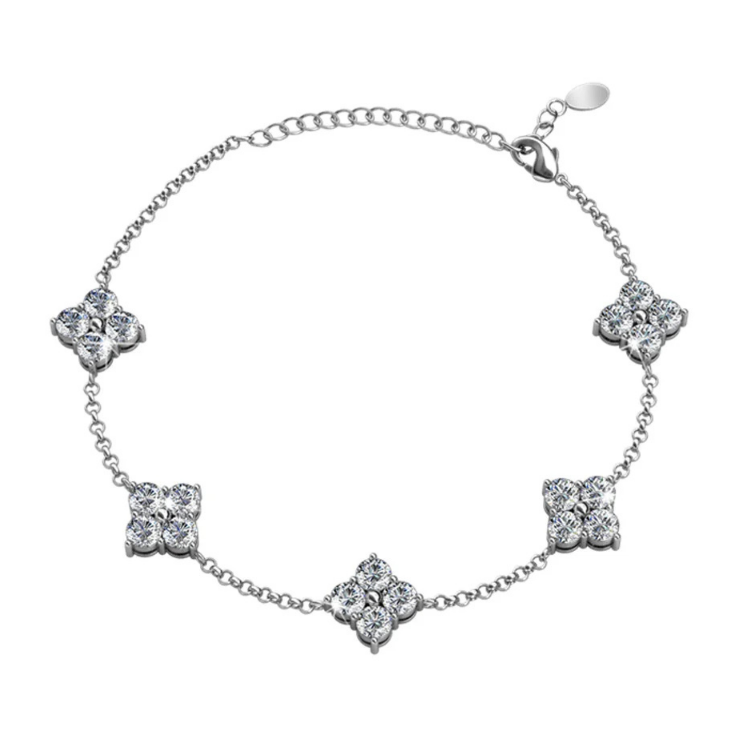 Adeline 18k White Gold Plated Station Bracelet with Swarovski Crystals