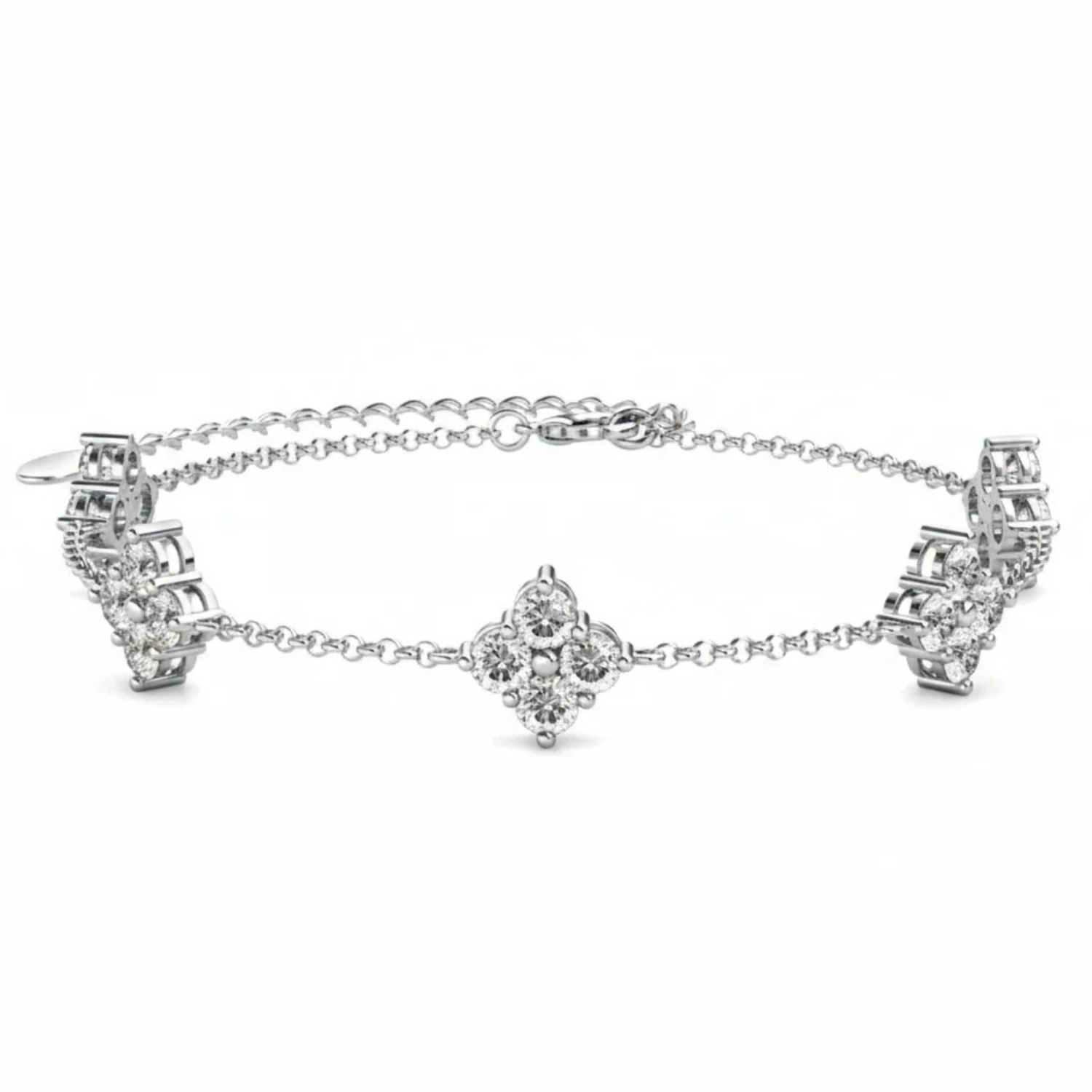 Adeline 18k White Gold Plated Station Bracelet with Swarovski Crystals
