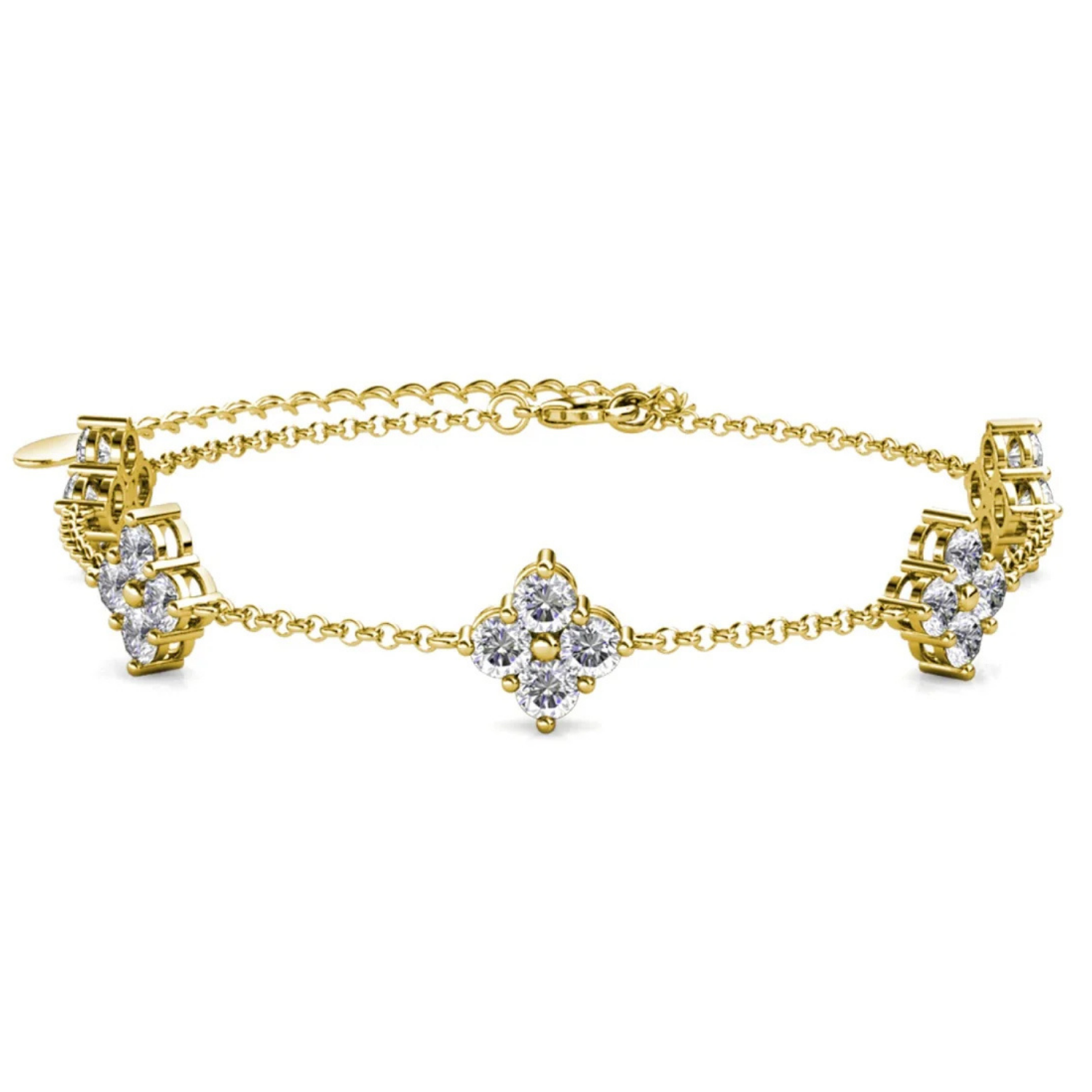 Adeline 18k White Gold Plated Station Bracelet with Swarovski Crystals
