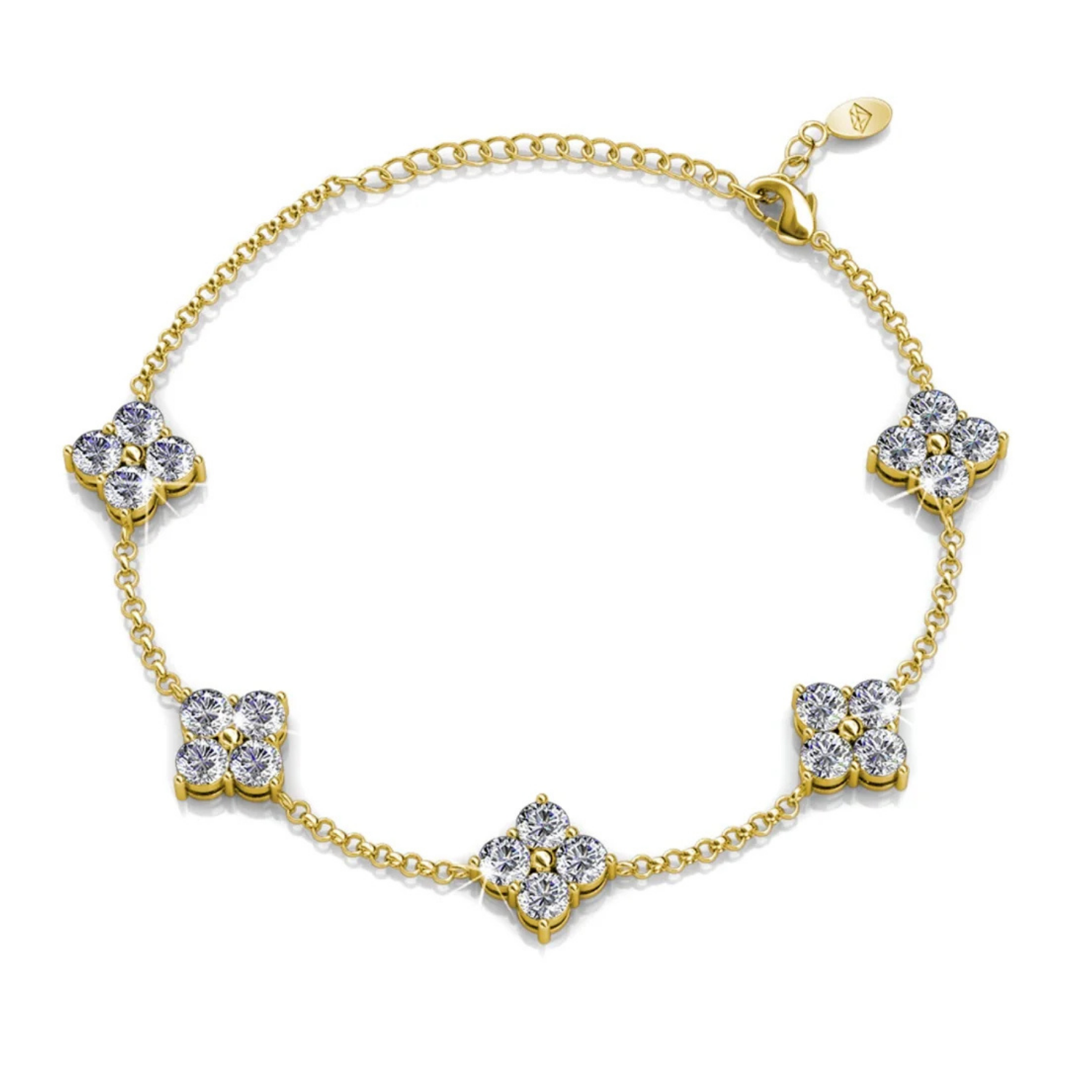 Adeline 18k White Gold Plated Station Bracelet with Swarovski Crystals