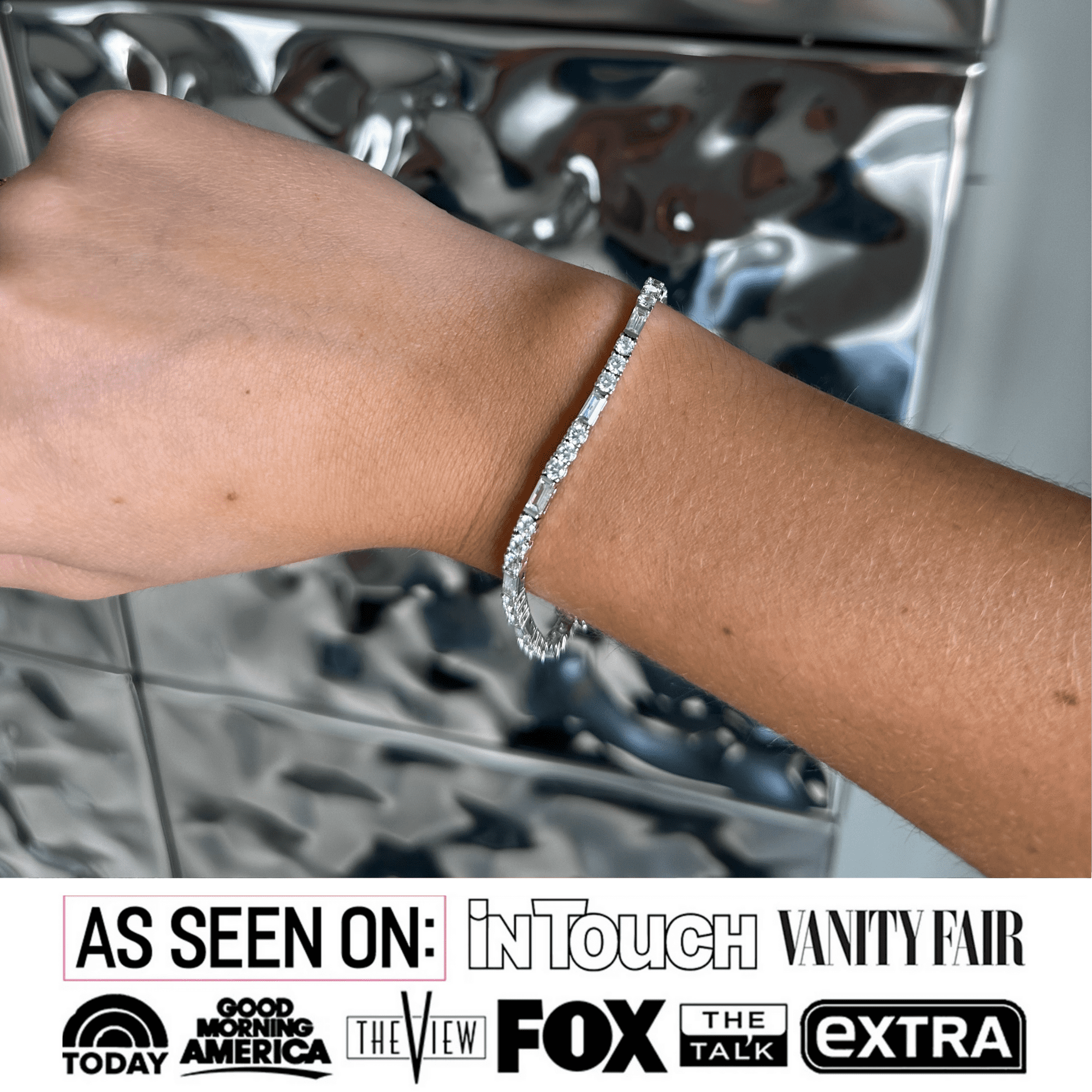 Adrianna 18k White Gold Plated Tennis Bracelet & Limited Edition Ribbon Card