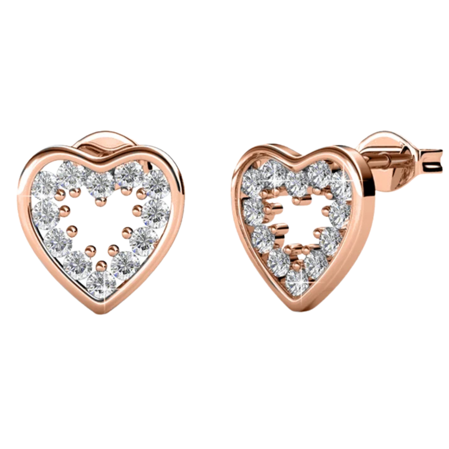 Ainsley 18k White Gold Plated Heart Earrings with Swarovski Crystals