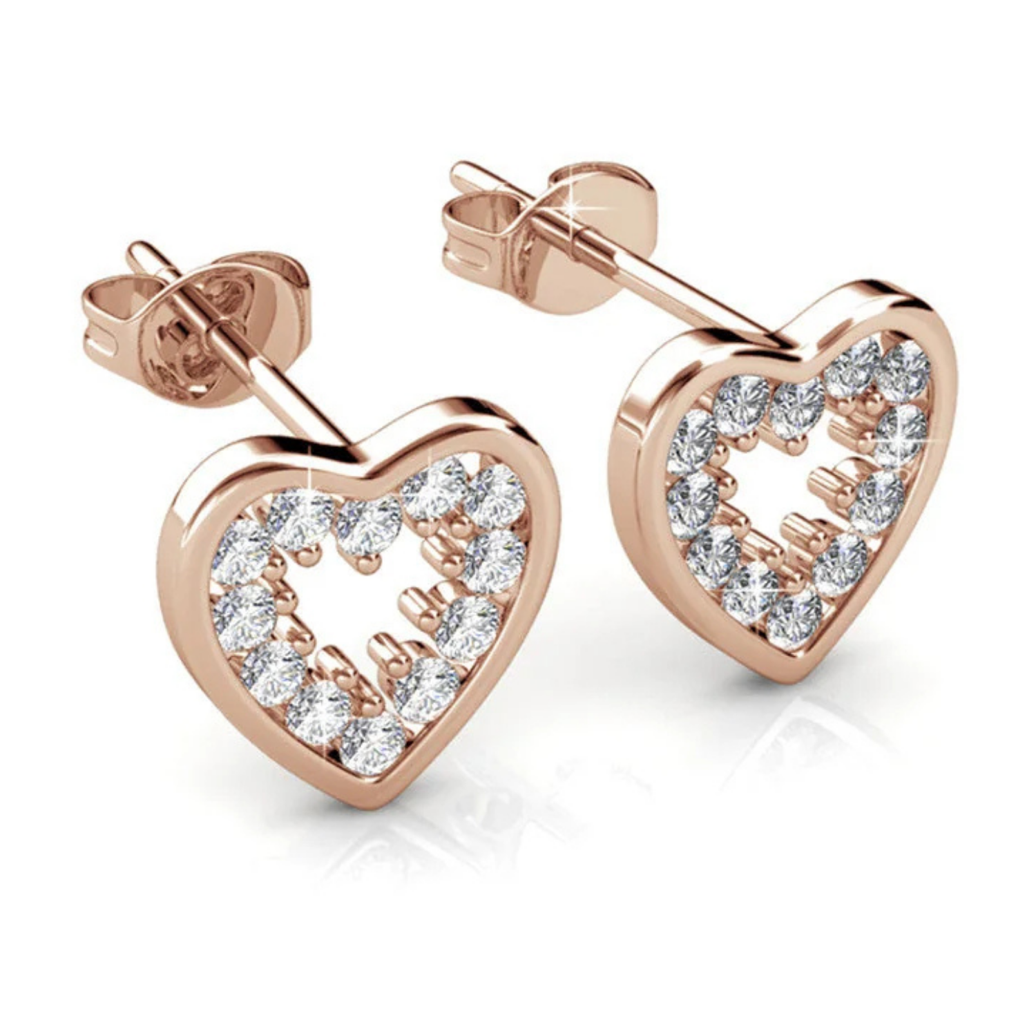 Ainsley 18k White Gold Plated Heart Earrings with Swarovski Crystals
