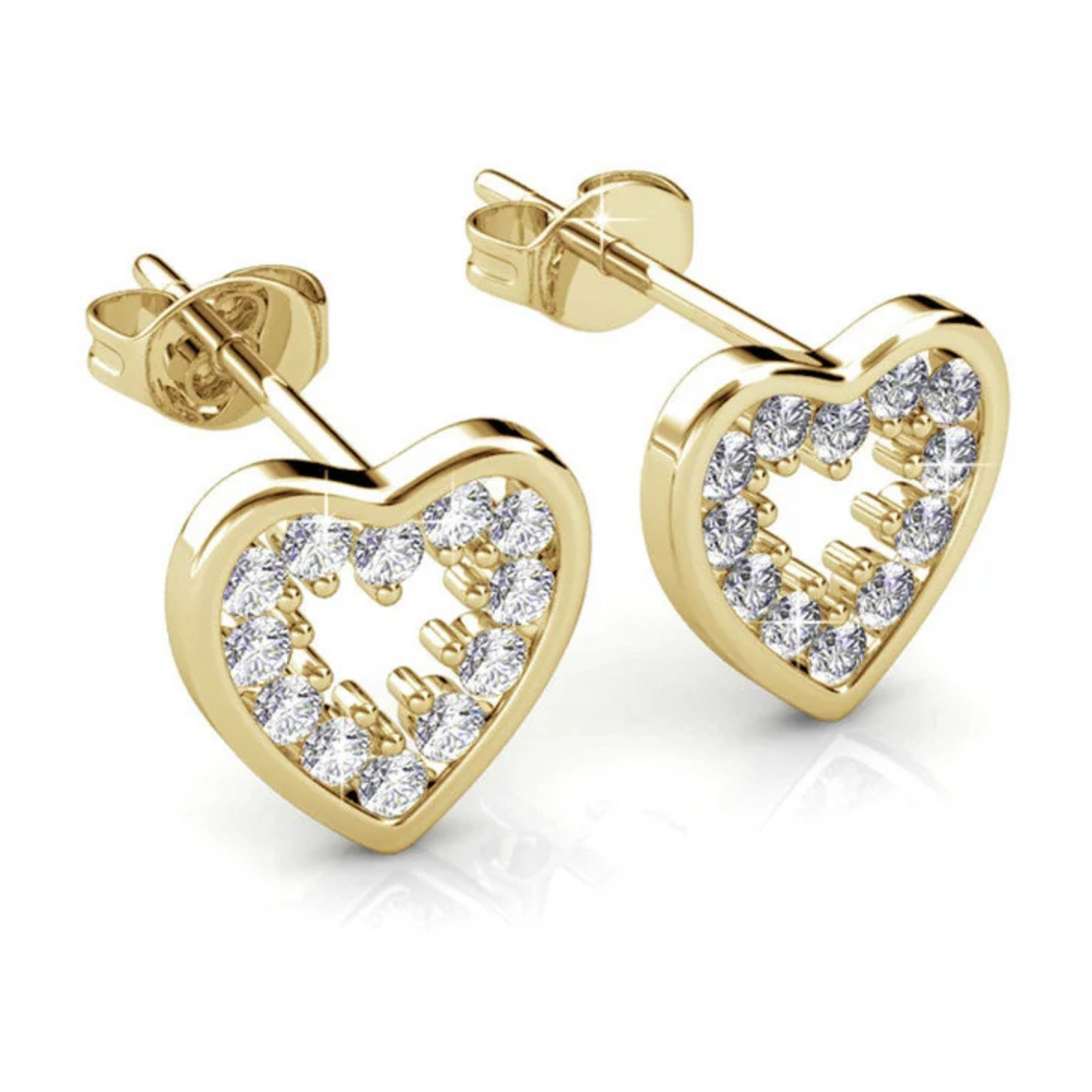 Ainsley 18k White Gold Plated Heart Earrings with Swarovski Crystals
