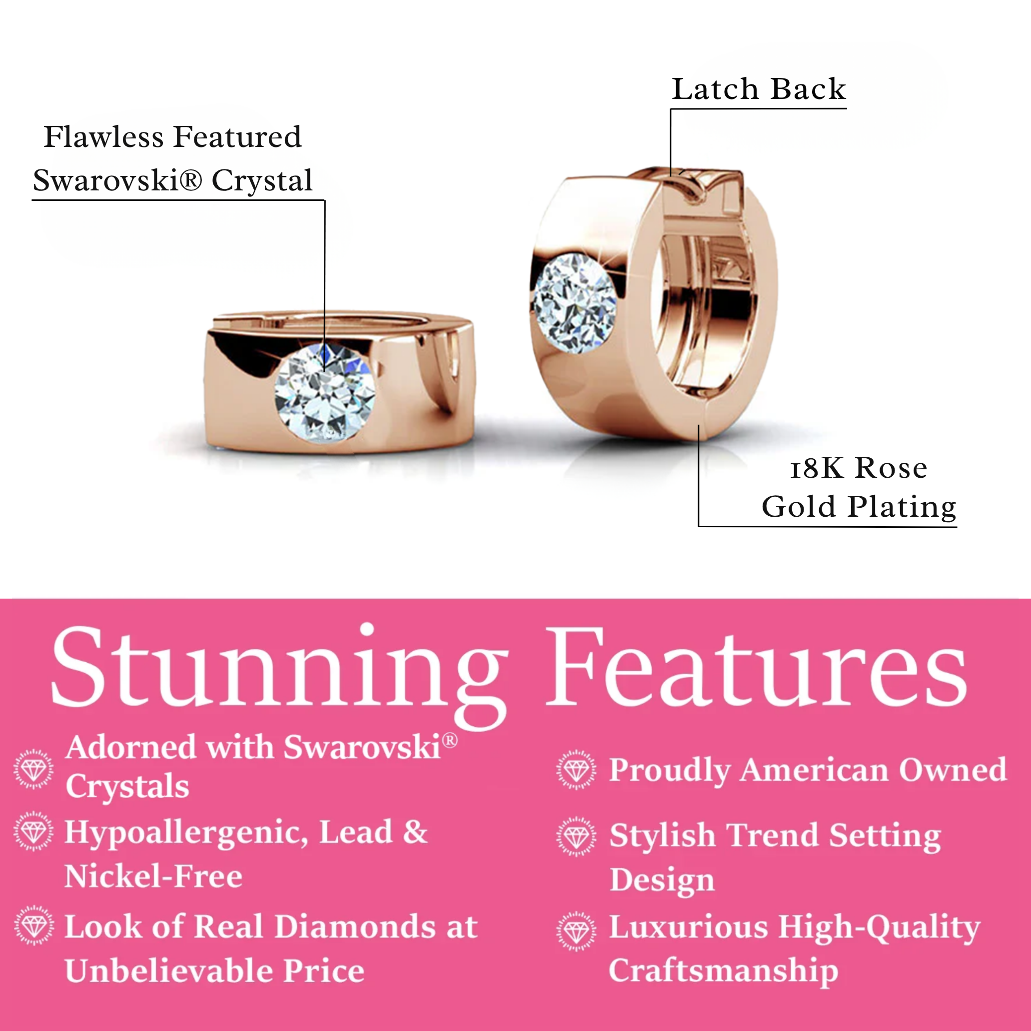 Alana 18k White Gold Plated 14mm Small Hoop Earrings with Swarovski Crystals — Final Sale