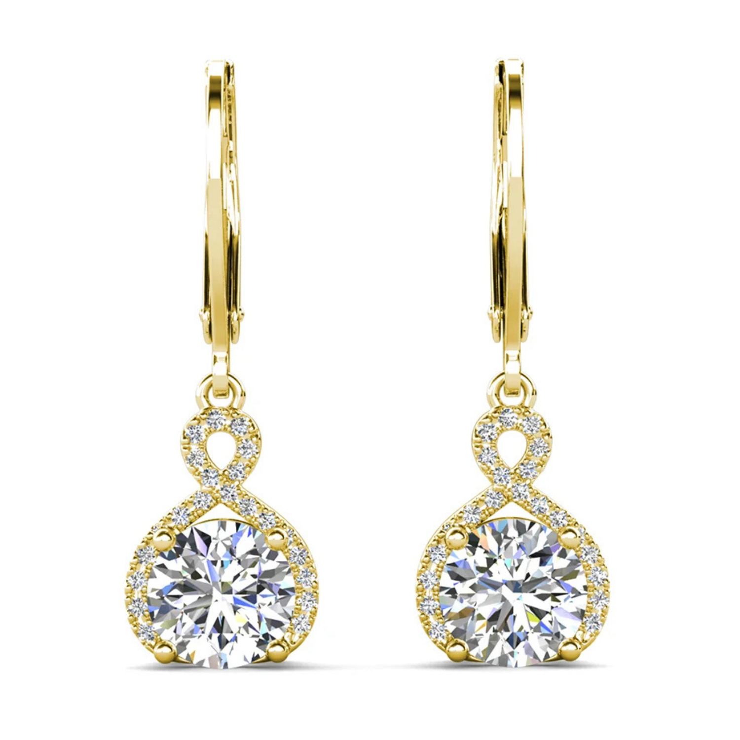 Alessandra 18k White Gold Plated Infinity Drop Earrings with Simulated Diamond Crystals