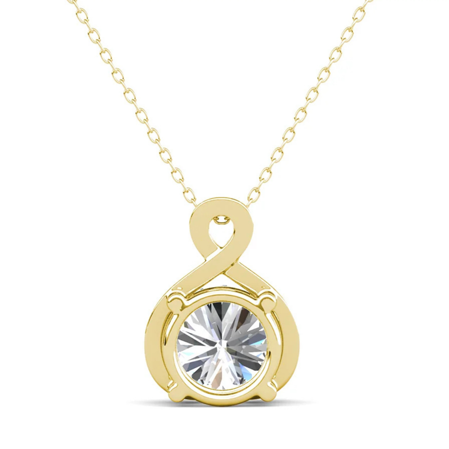 Alessandra 18k White Gold Plated Infinity Halo Pendant Necklace with Simulated Diamond Crystals