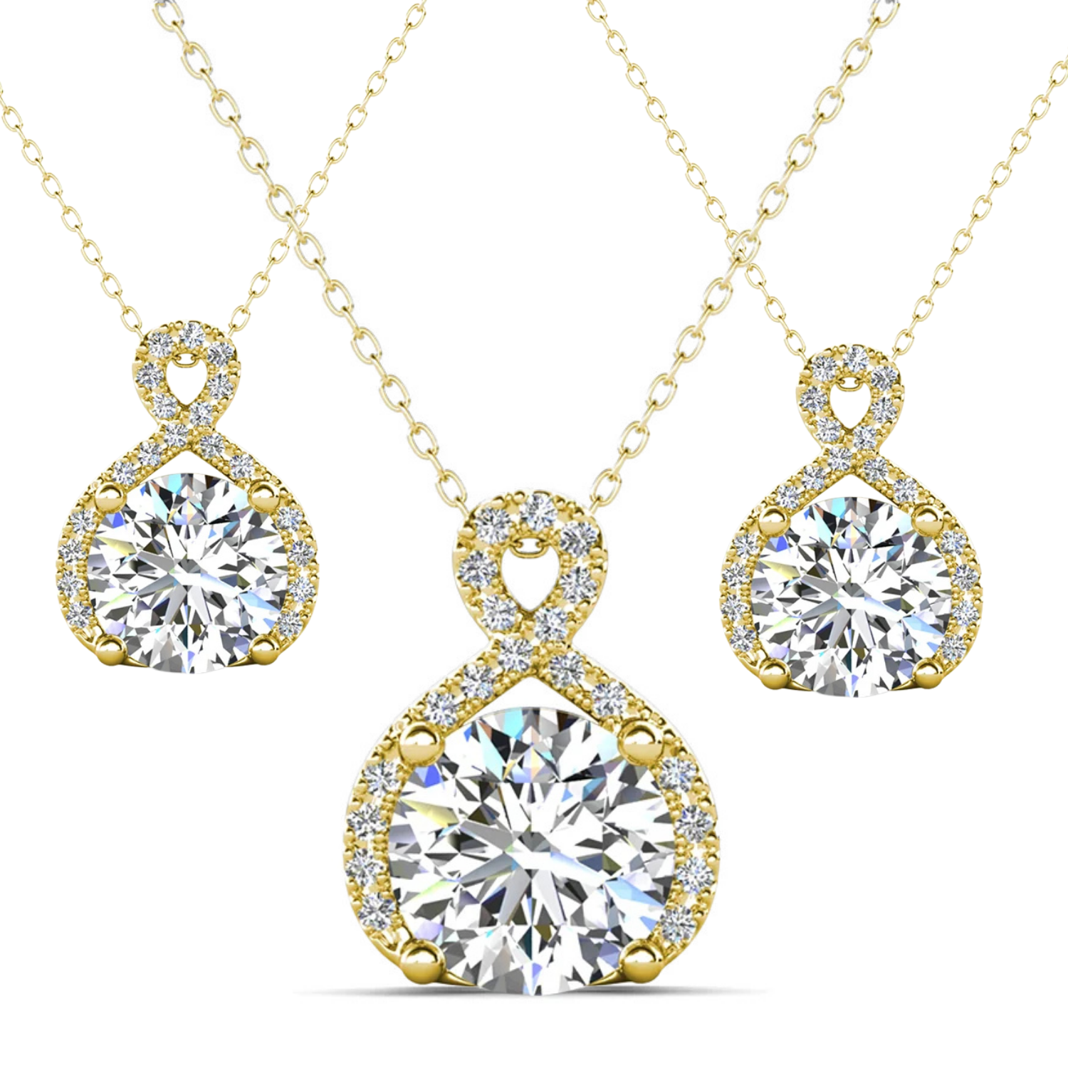 Alessandra 18k White Gold Plated Infinity Halo Pendant Necklace with Simulated Diamond Crystals