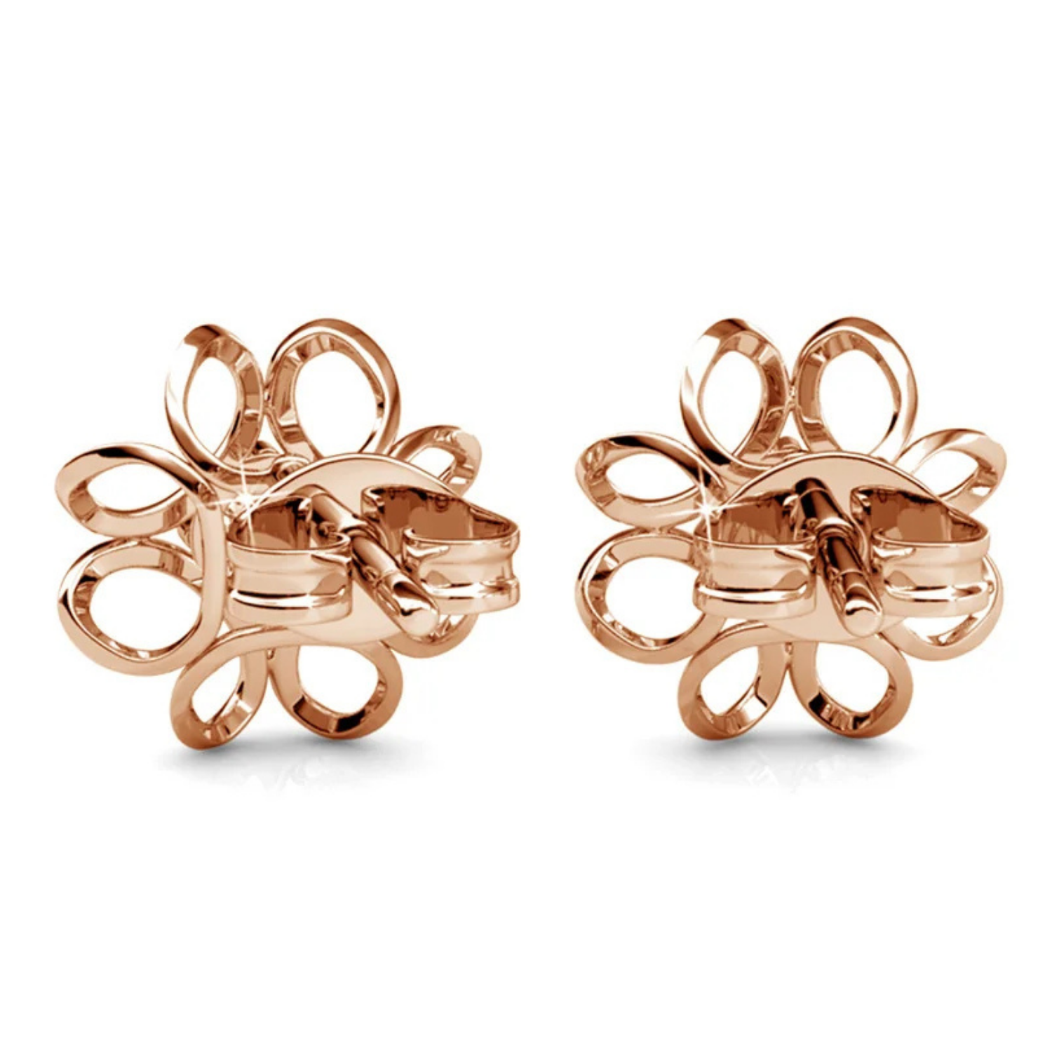 Alexis 18k White Gold Plated Flower Stud Earrings with Swarovski Crystals