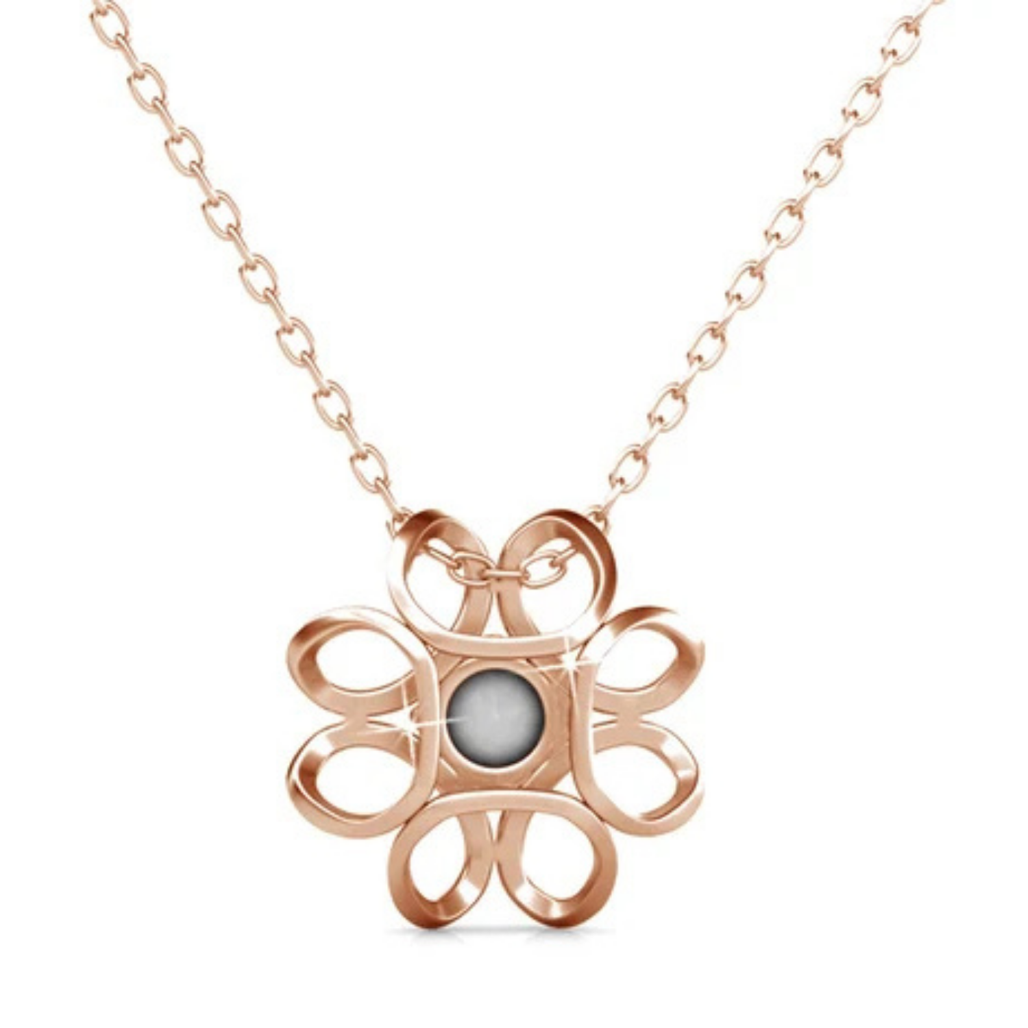 Alexis 18k White Gold Plated Flower Pendant Necklace with Swarovski Crystal
