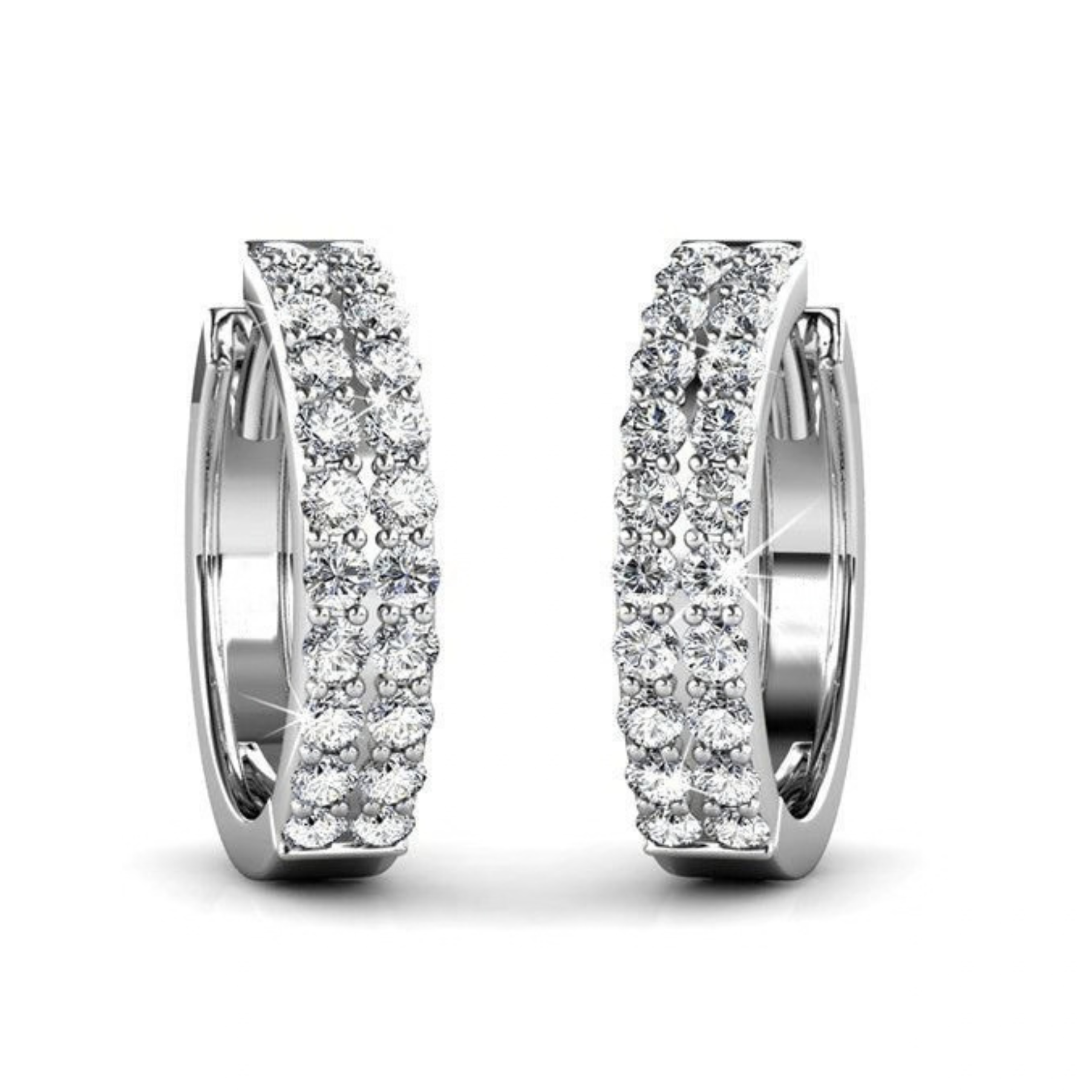 Alice 18k White Gold Plated 17mm Hoop Earrings with Swarovski Crystals