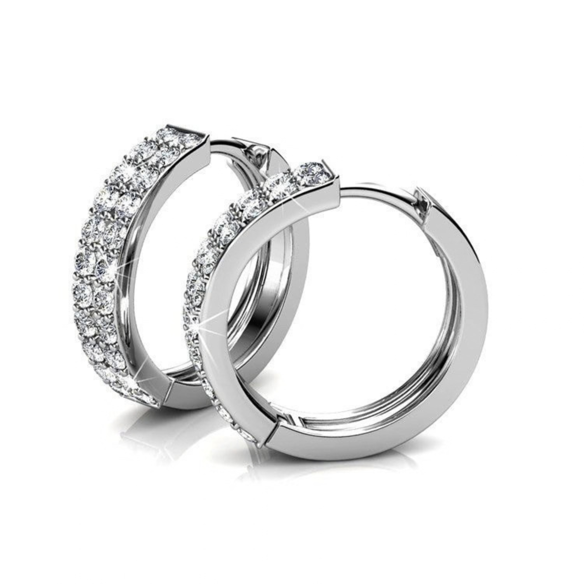 Alice 18k White Gold Plated 17mm Hoop Earrings with Swarovski Crystals