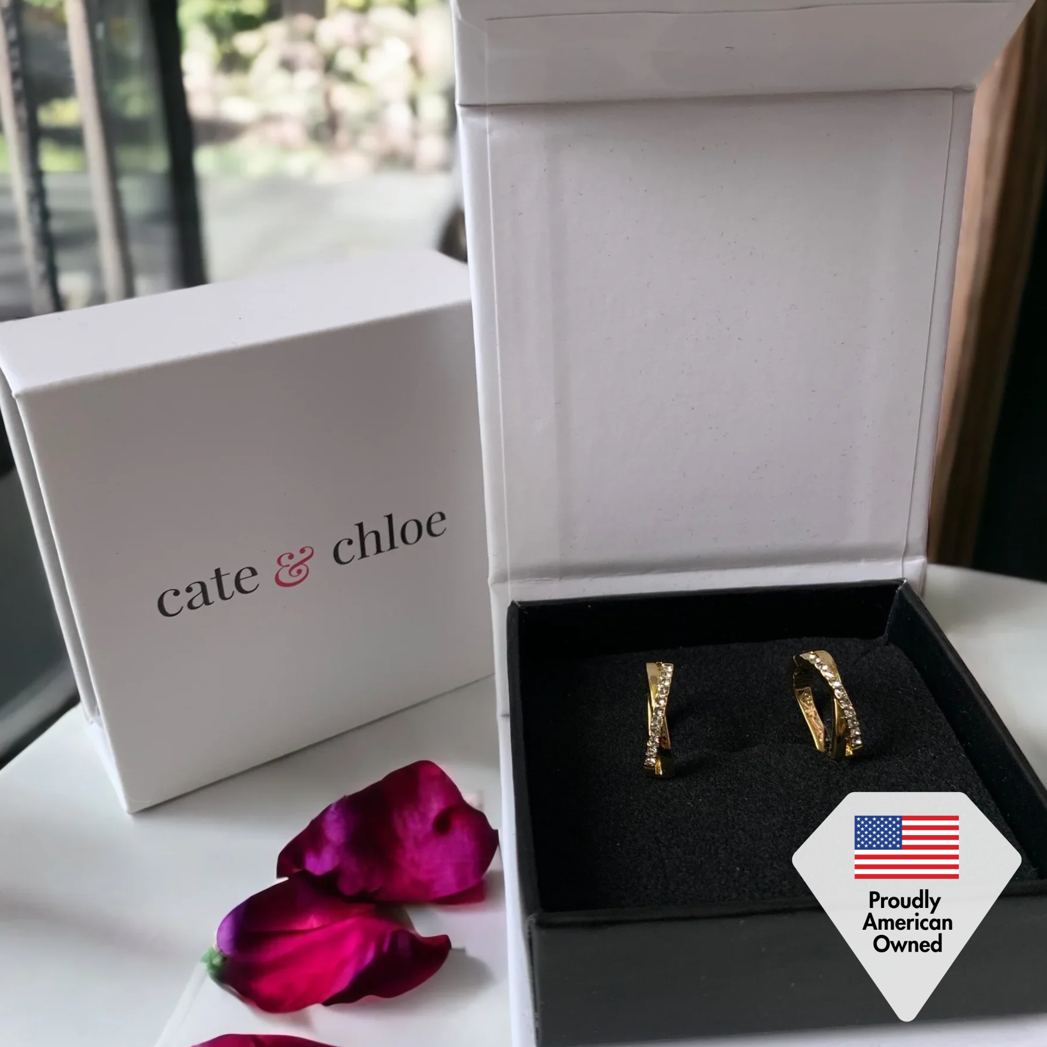 Amaya 18k White Gold Plated 16mm Twisted Hoop Earrings with Swarovski Crystals